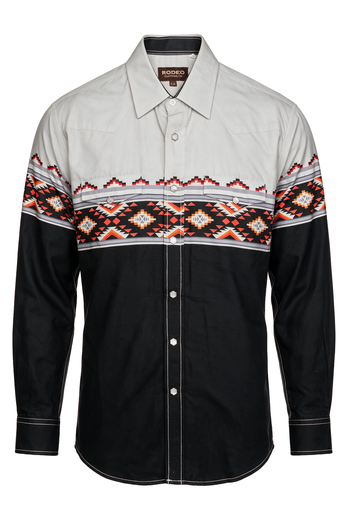 Men's Western Pearl Snap Print Shirt-PS100L-1154