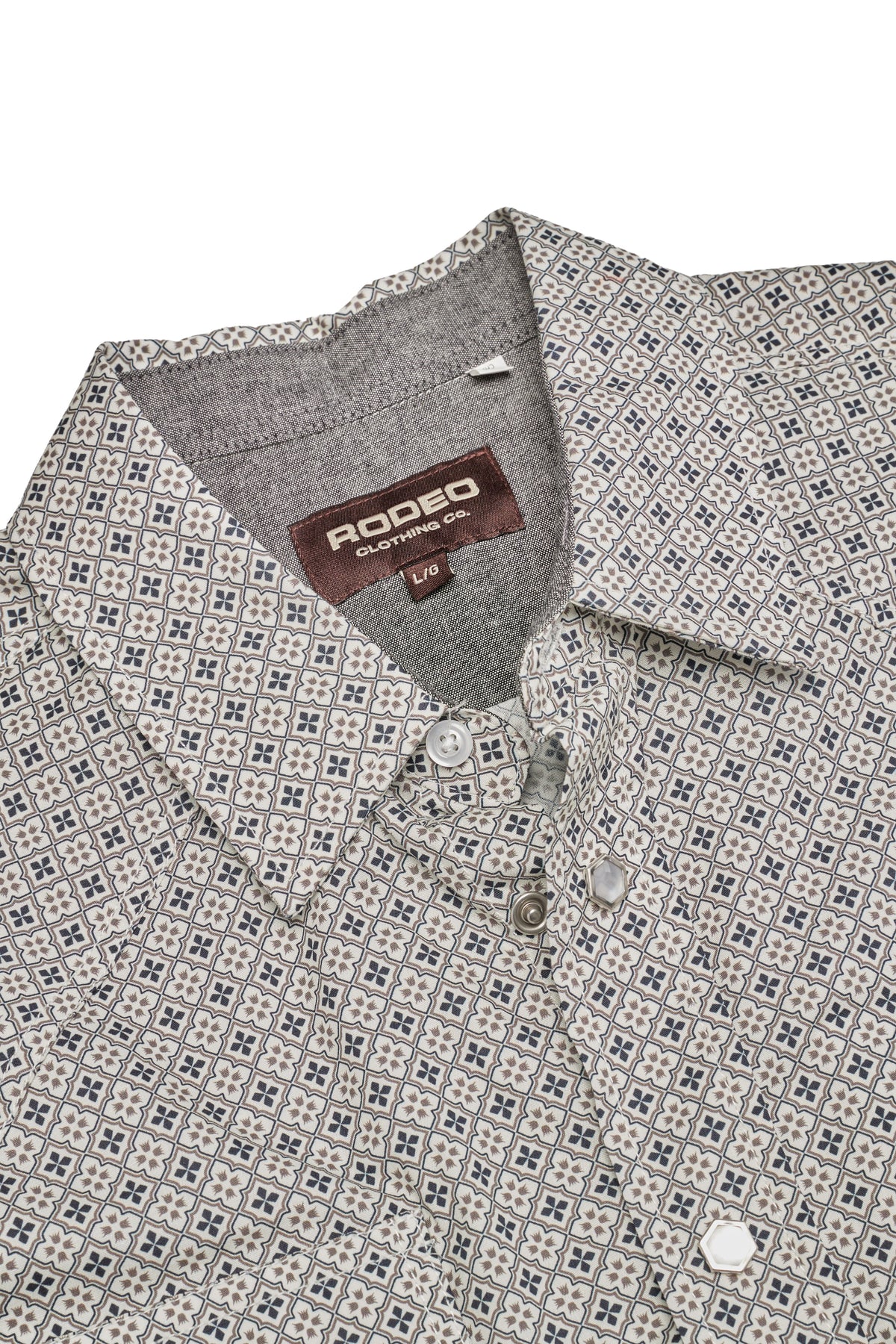 Men's Western Pearl Snap Print Shirt-PS100L-1108