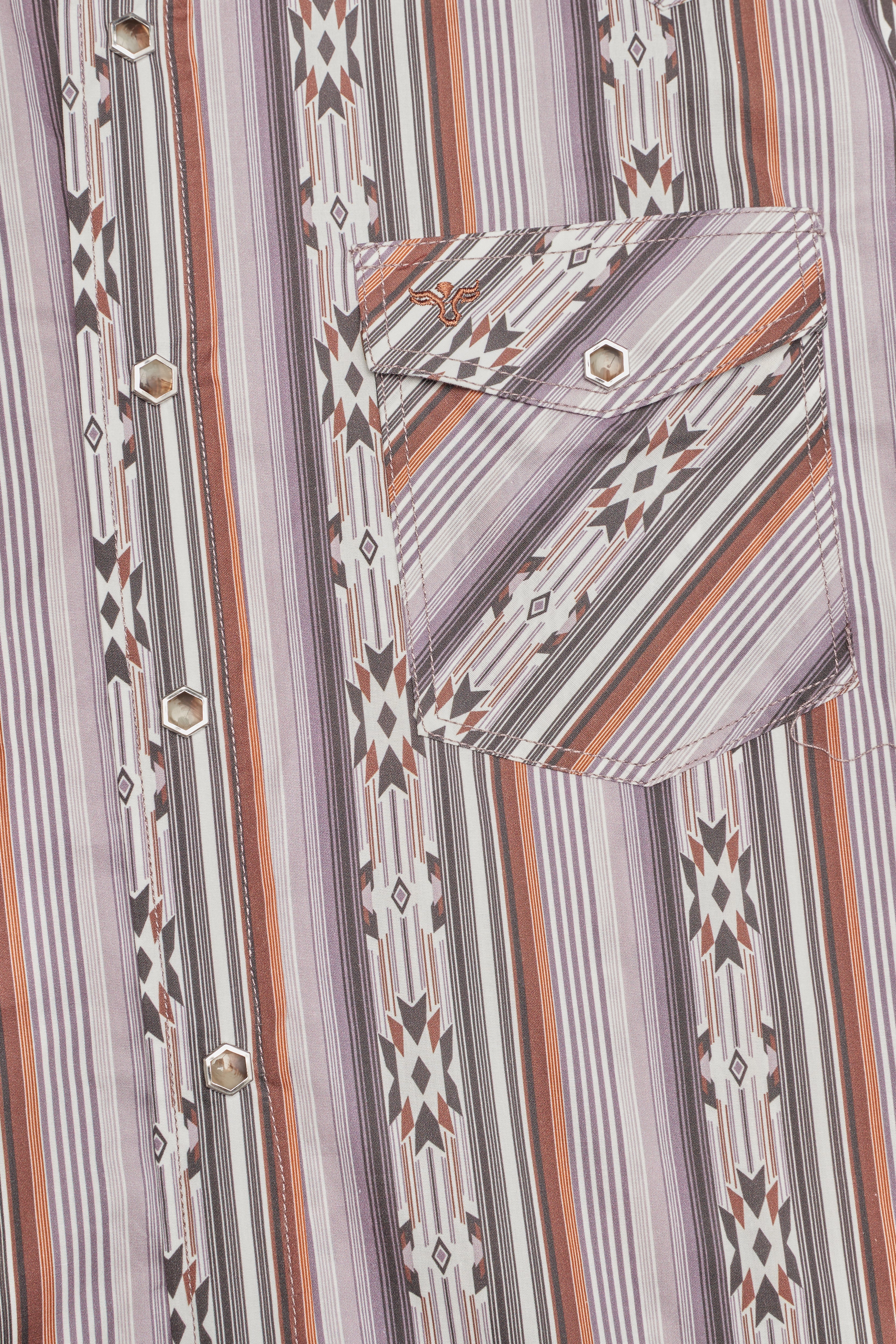 Men's Western Pearl Snap Print Shirt-PS100L-1115