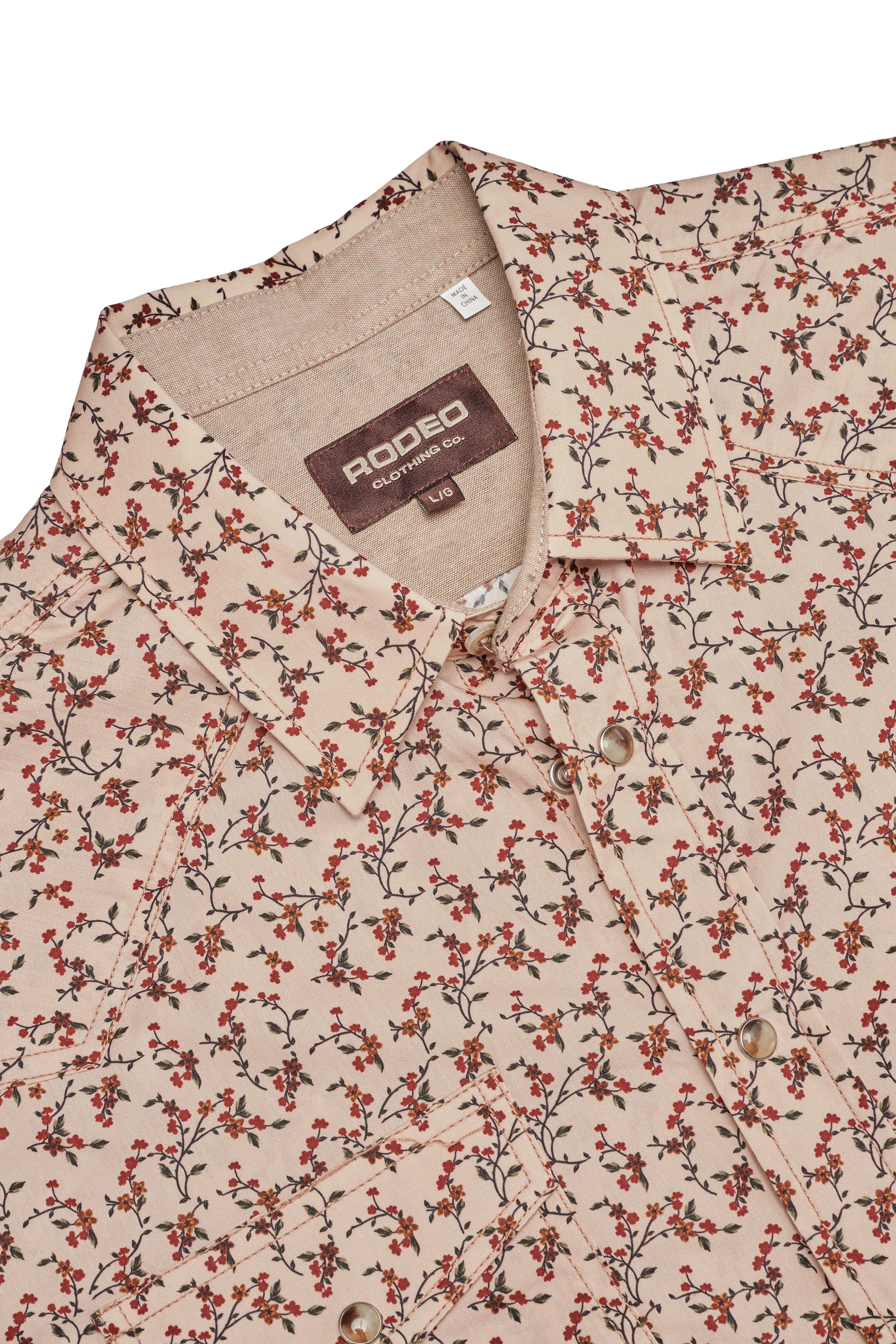 Men's Western Pearl Snap Print Shirt-PS100L-1122