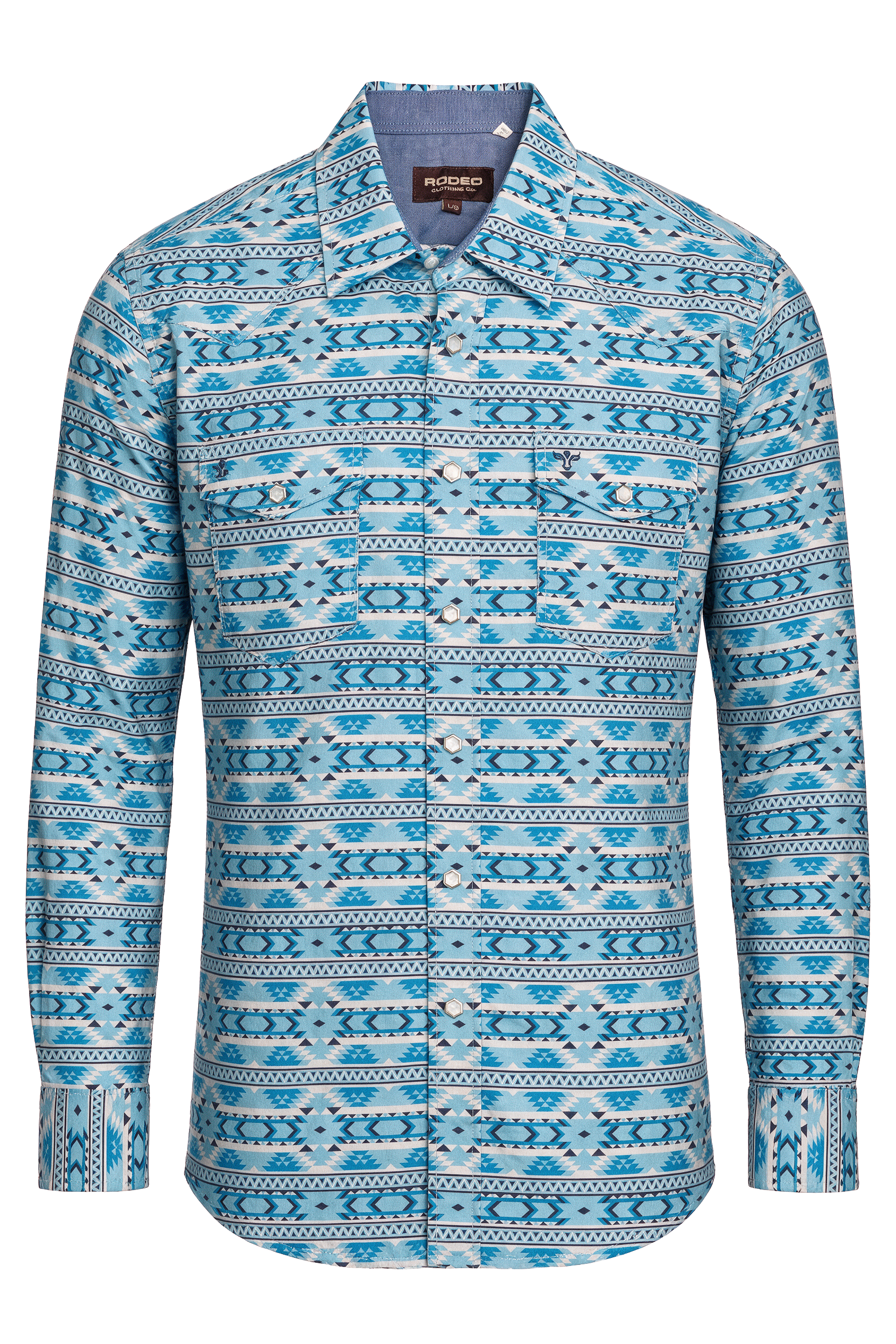 Men's Western Pearl Snap Print Shirt-PS100L-1124