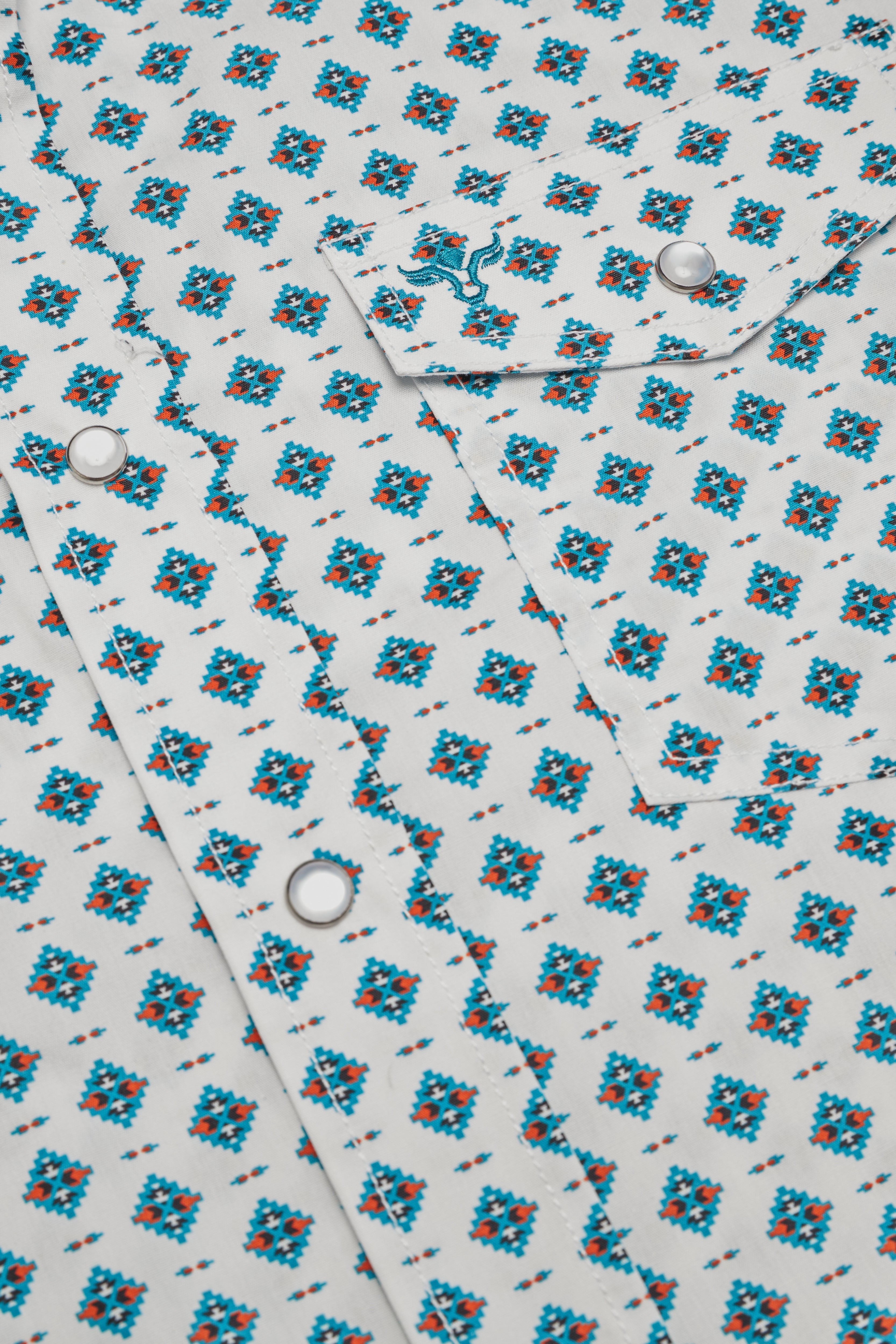 Men's Short Sleeve Pearl Snap Print Shirt-PS100S-1097