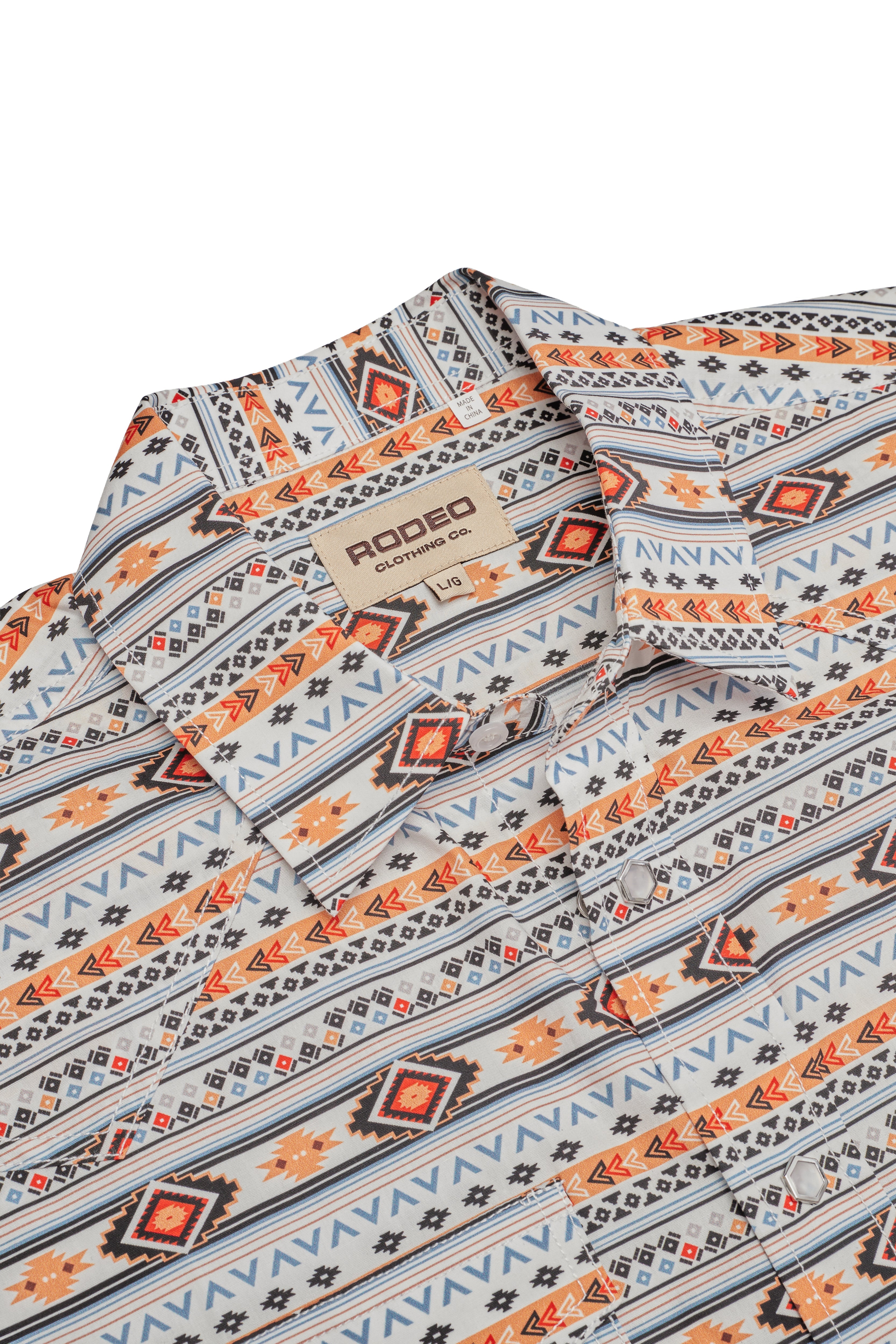 Men's Short Sleeve Pearl Snap Print Shirt-PS100S-1140