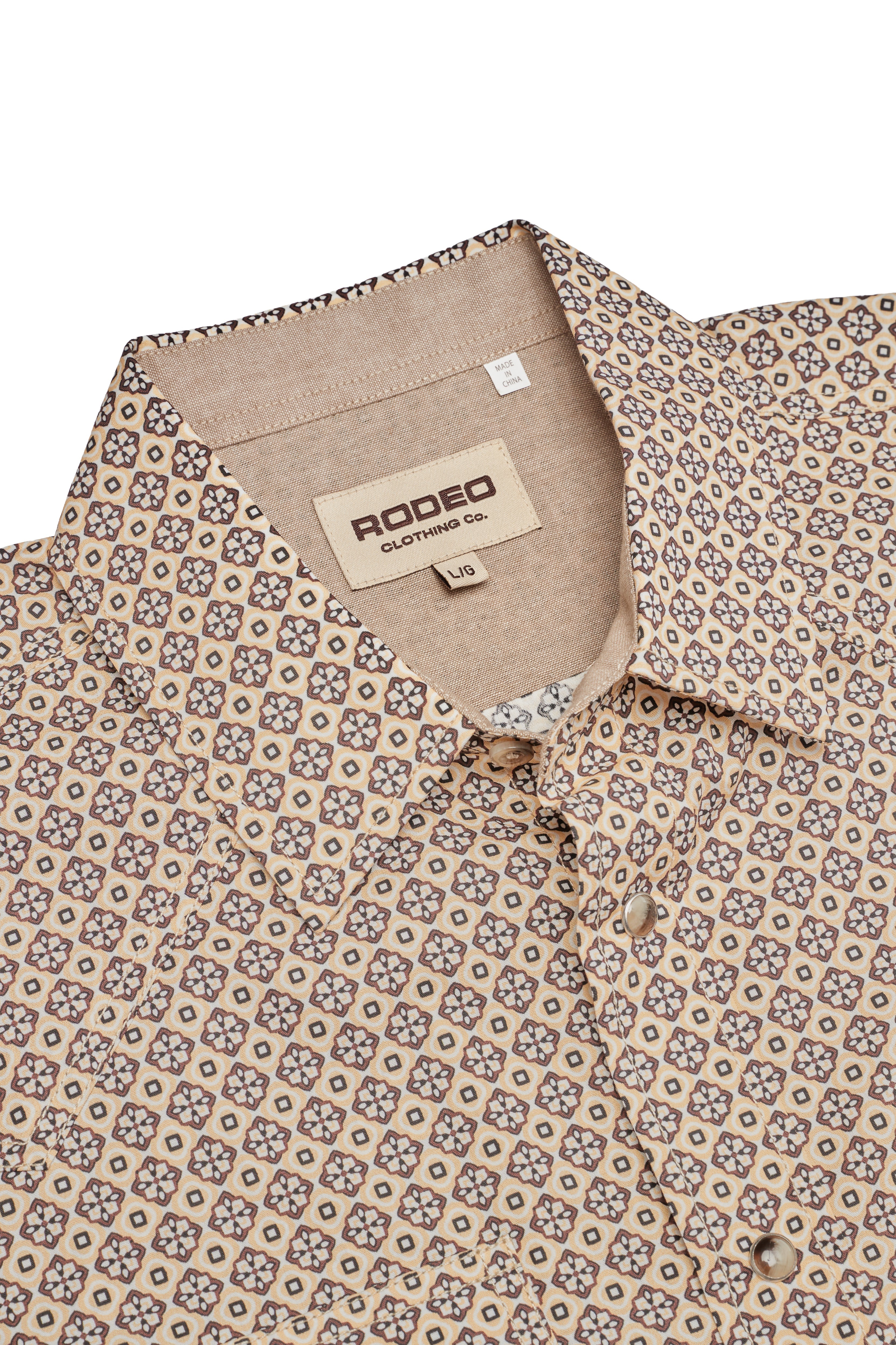 Men's Short Sleeve Pearl Snap Print Shirt-PS100S-1180