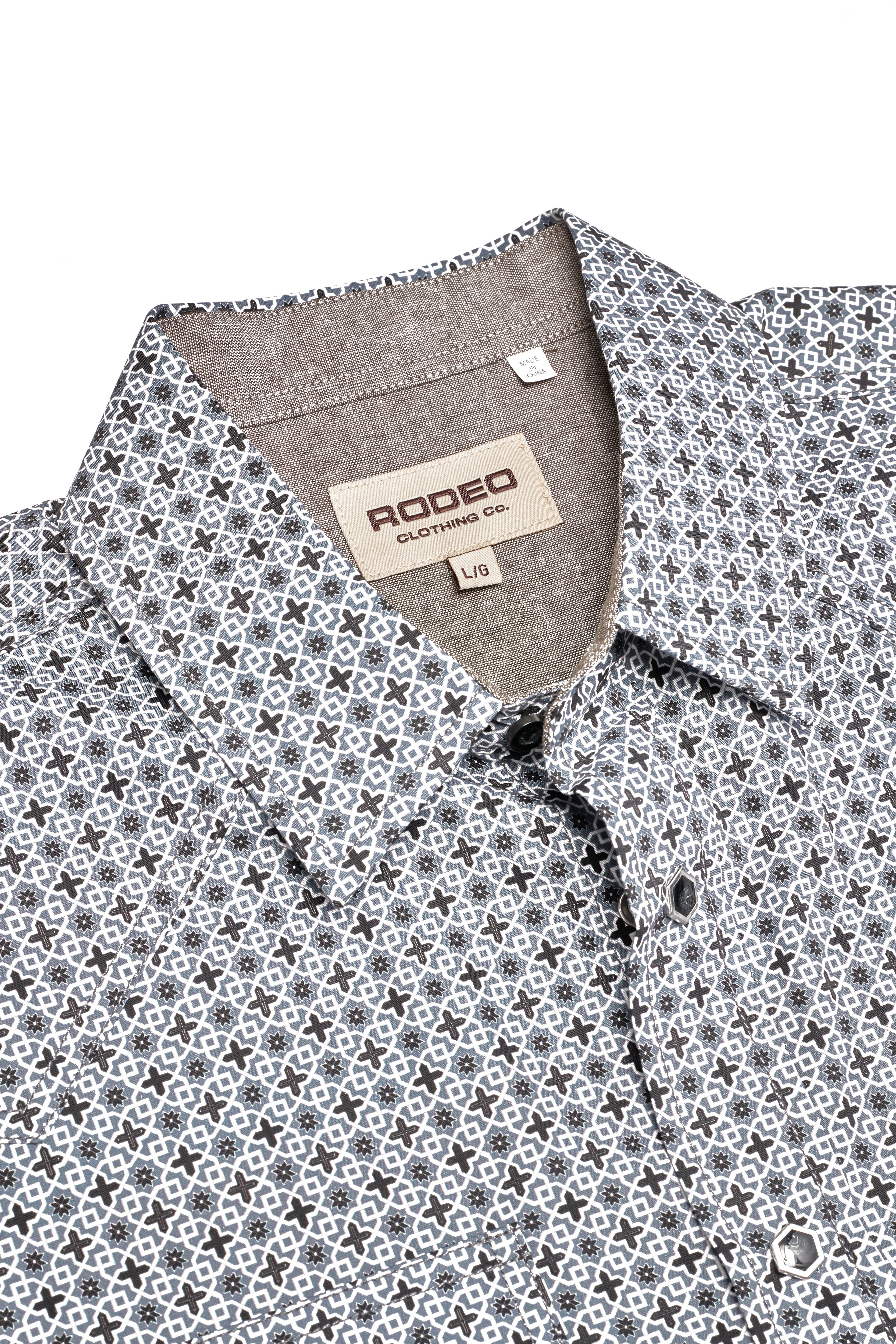 Men's Short Sleeve Pearl Snap Print Shirt-PS100S-1181
