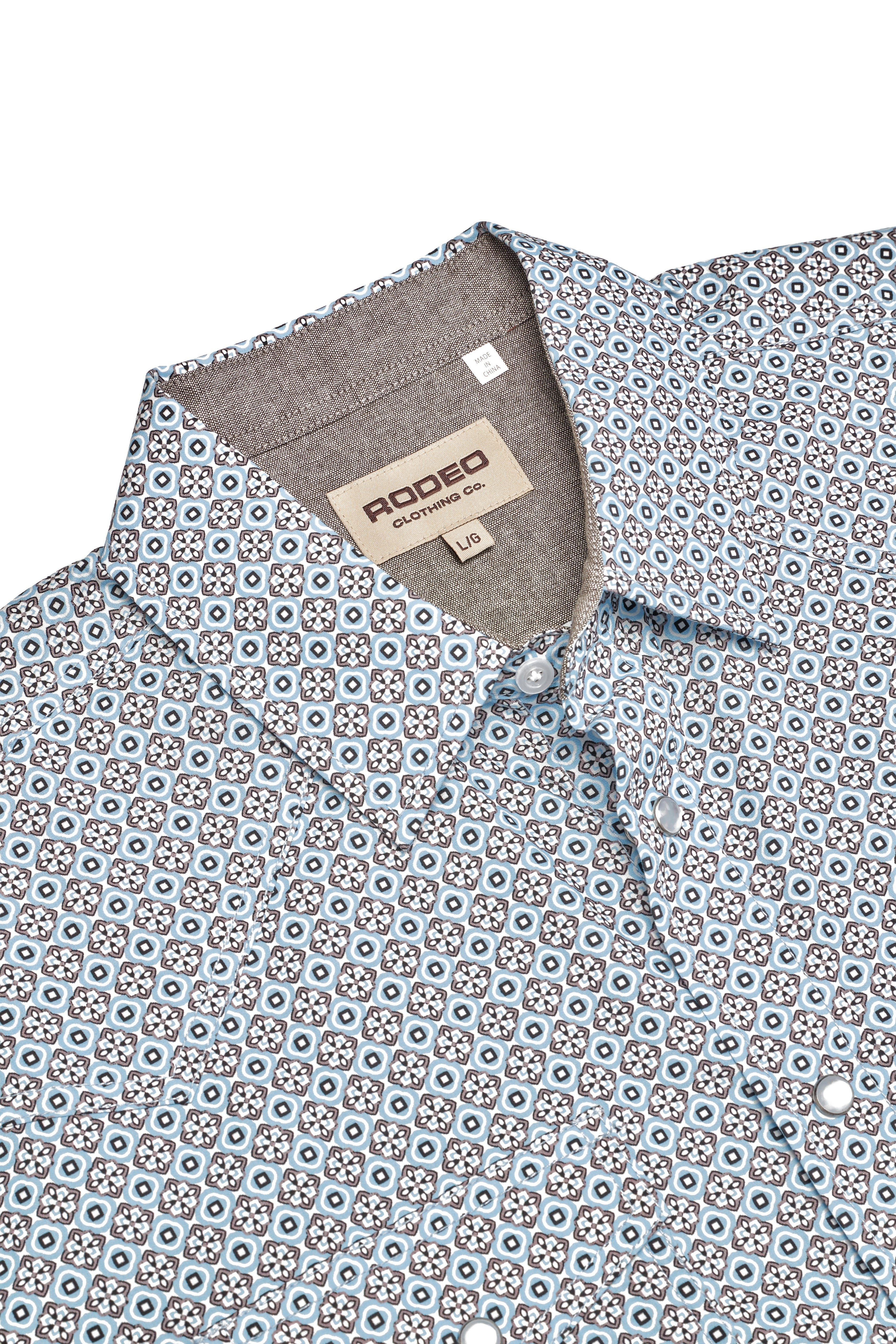 Men's Short Sleeve Pearl Snap Print Shirt-PS100S-1182