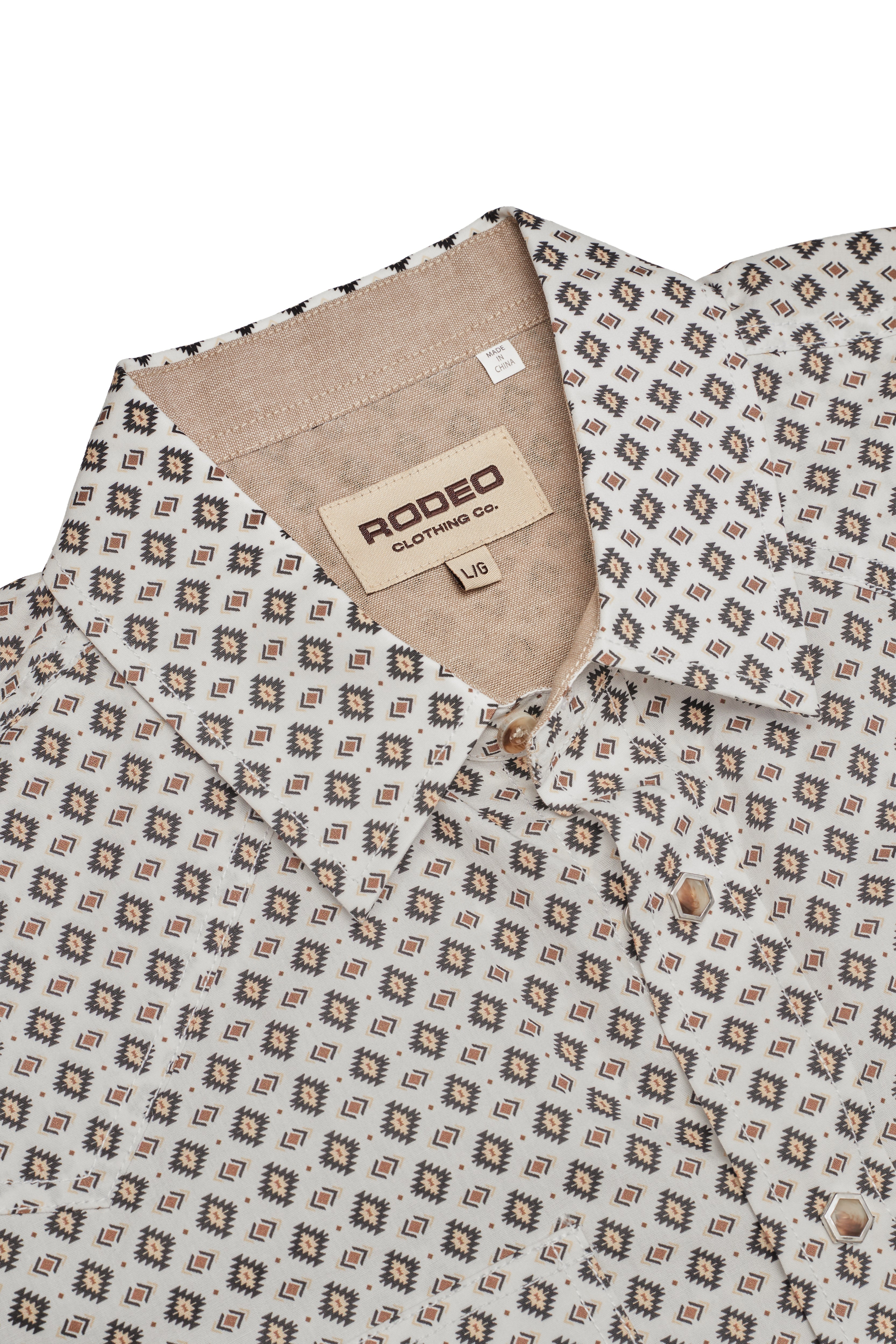 Men's Short Sleeve Pearl Snap Print Shirt-PS100S-1183