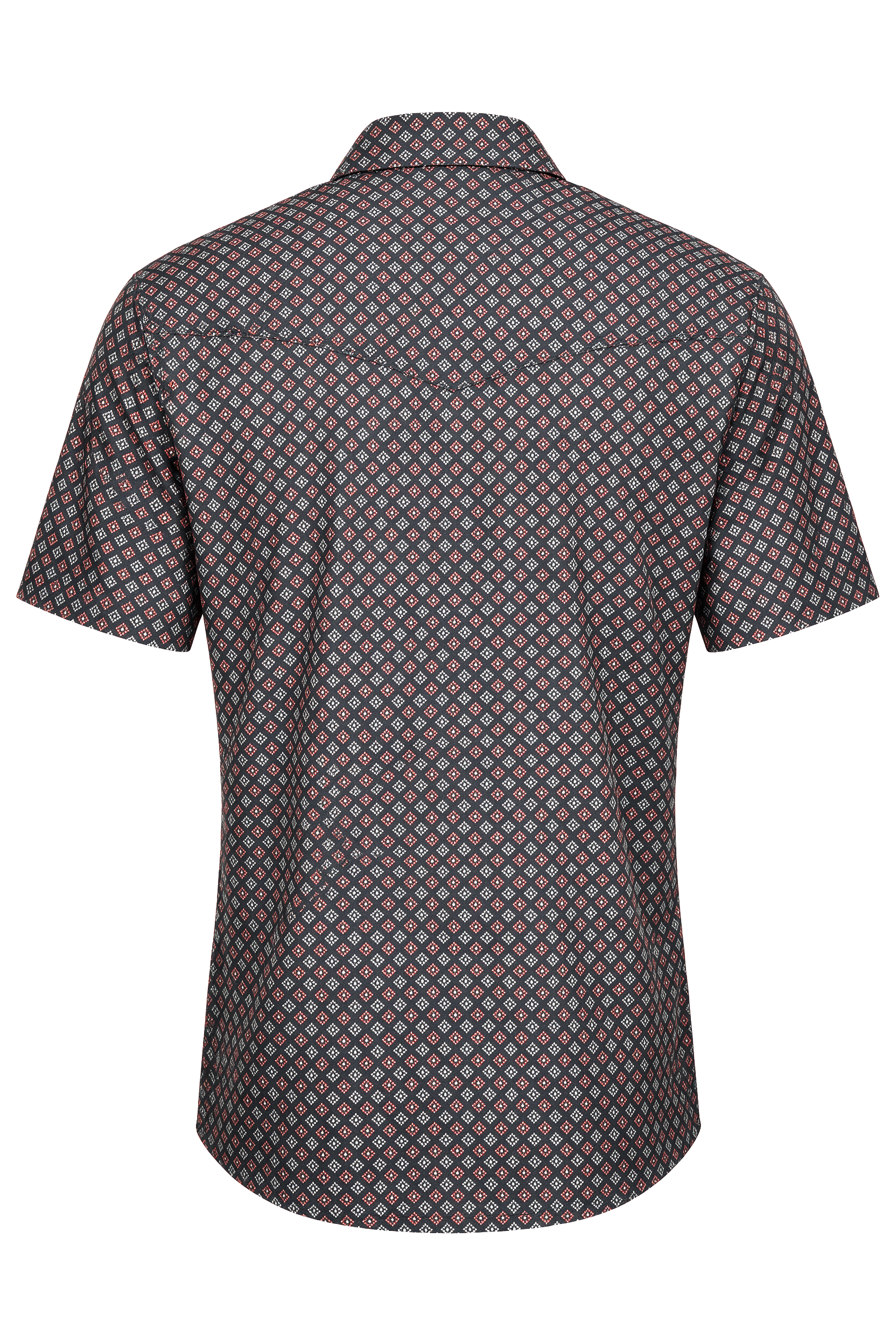 Men's Short Sleeve Pearl Snap Print Shirt-PS100S-1184