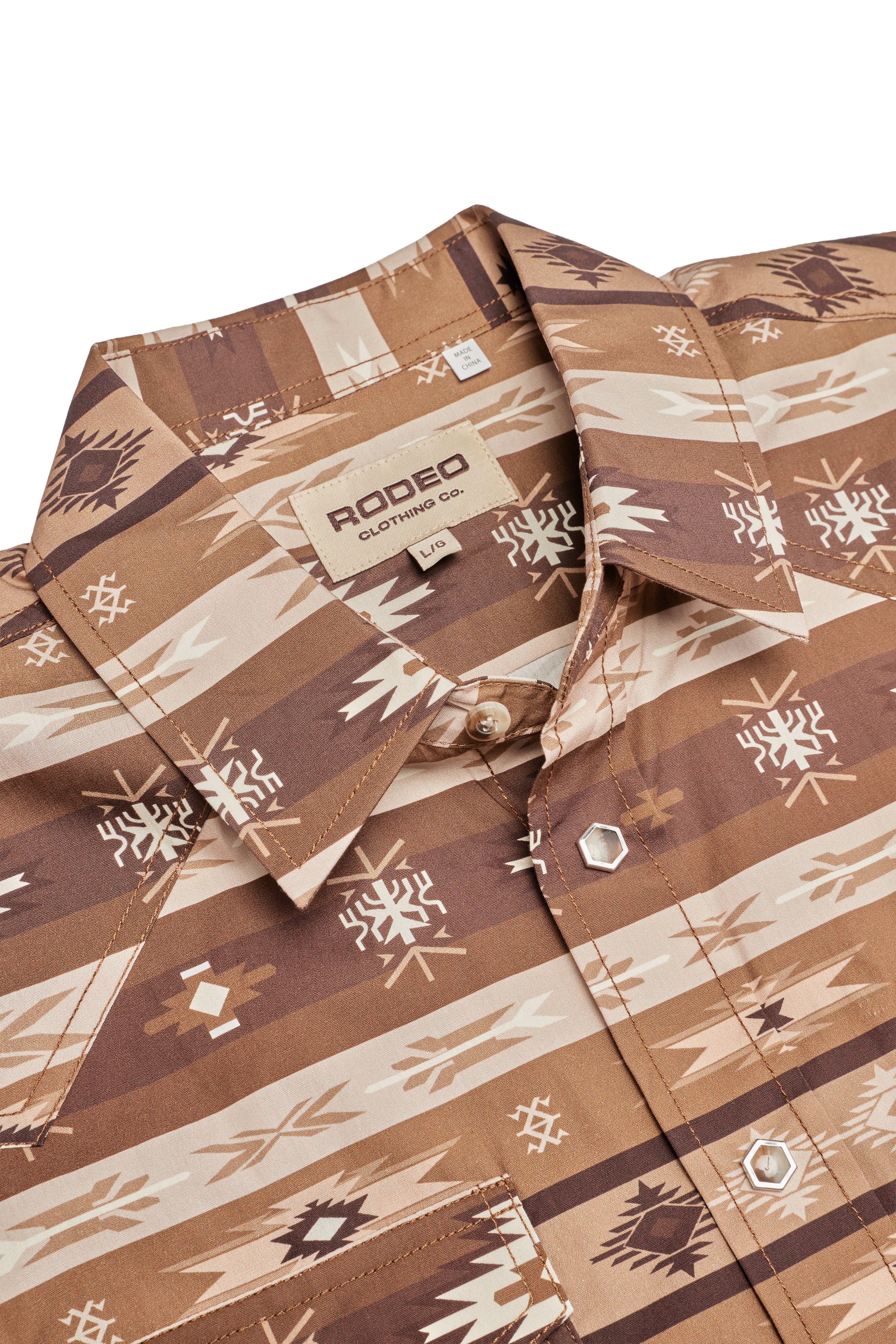 Men's Short Sleeve Pearl Snap Print Shirt-PS100S-1185