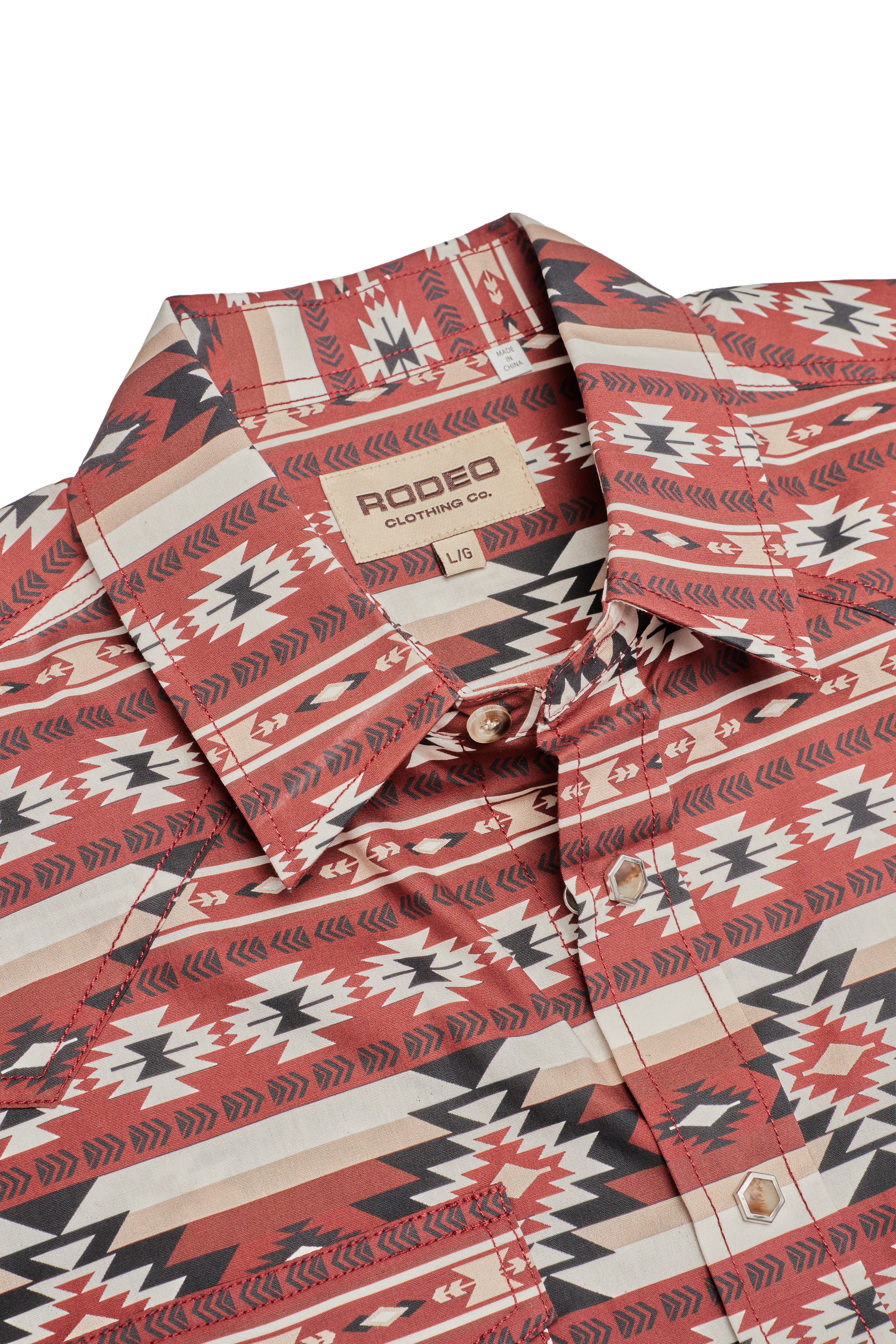 Men's Short Sleeve Pearl Snap Print Shirt-PS100S-1186