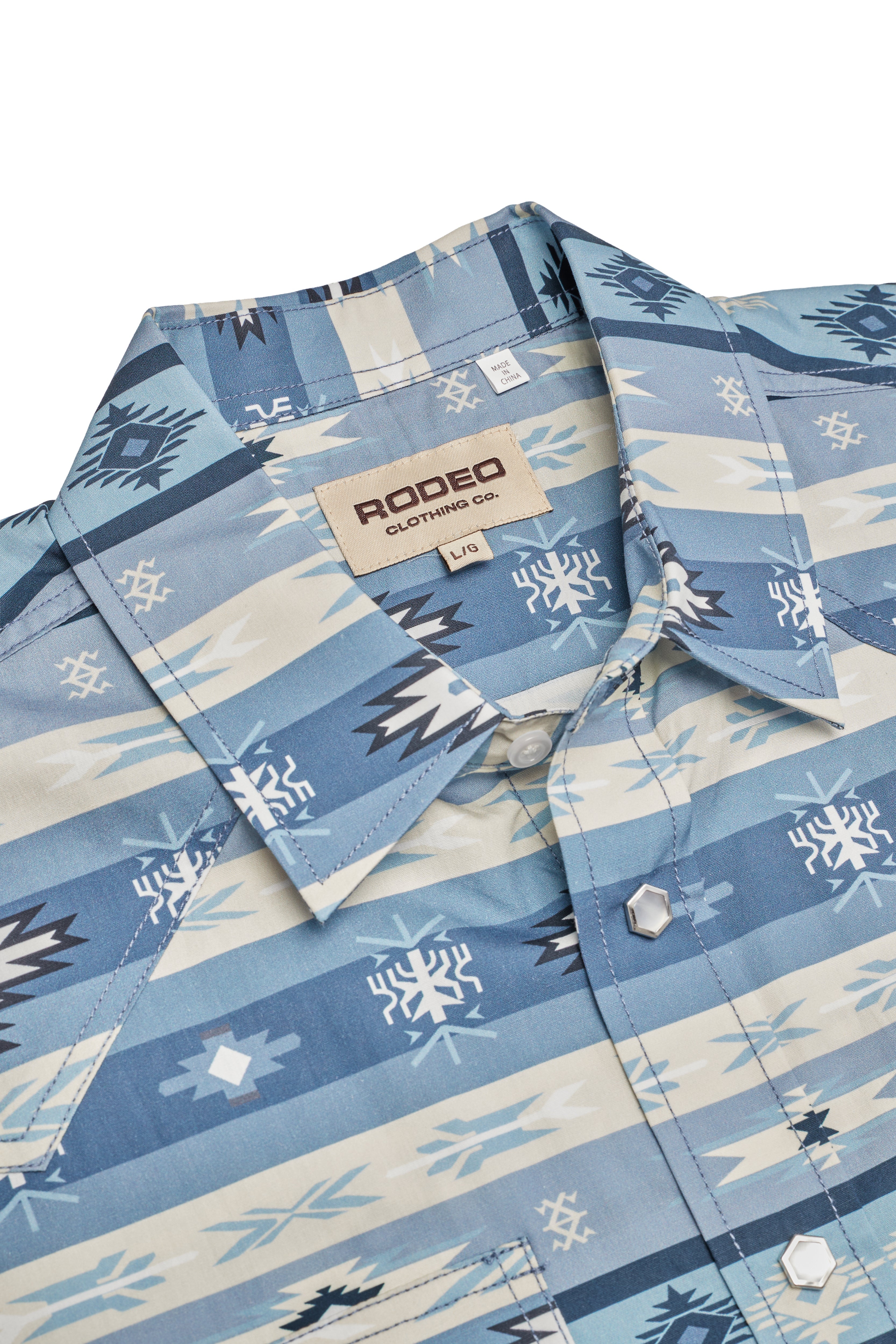 Men's Short Sleeve Pearl Snap Print Shirt-PS100S-1187