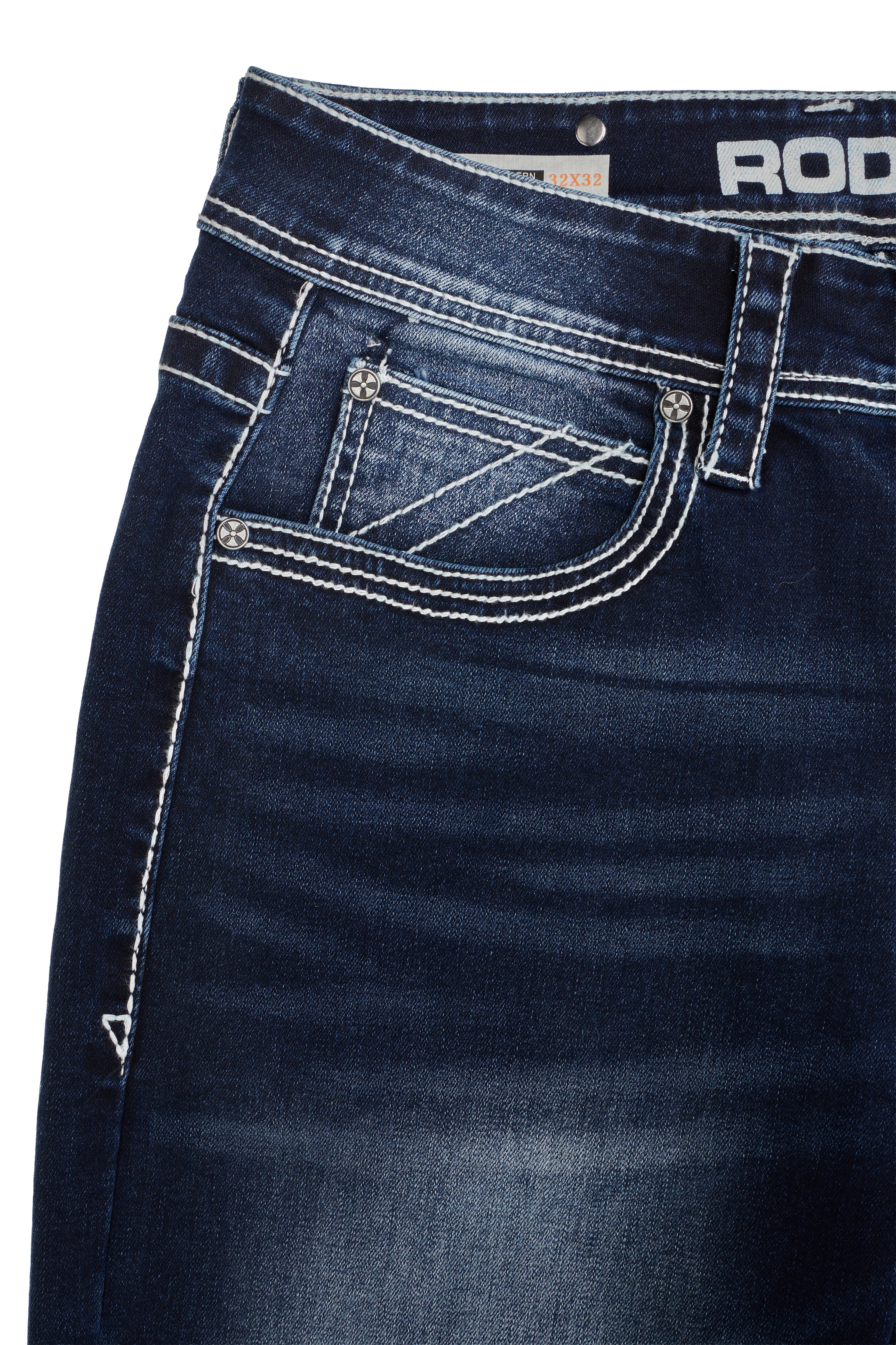 MEN'S COTTON/SPANDEX STRETCH FANCY SLIM STRAIGHT JEANS-RP500-504-DKBLUE