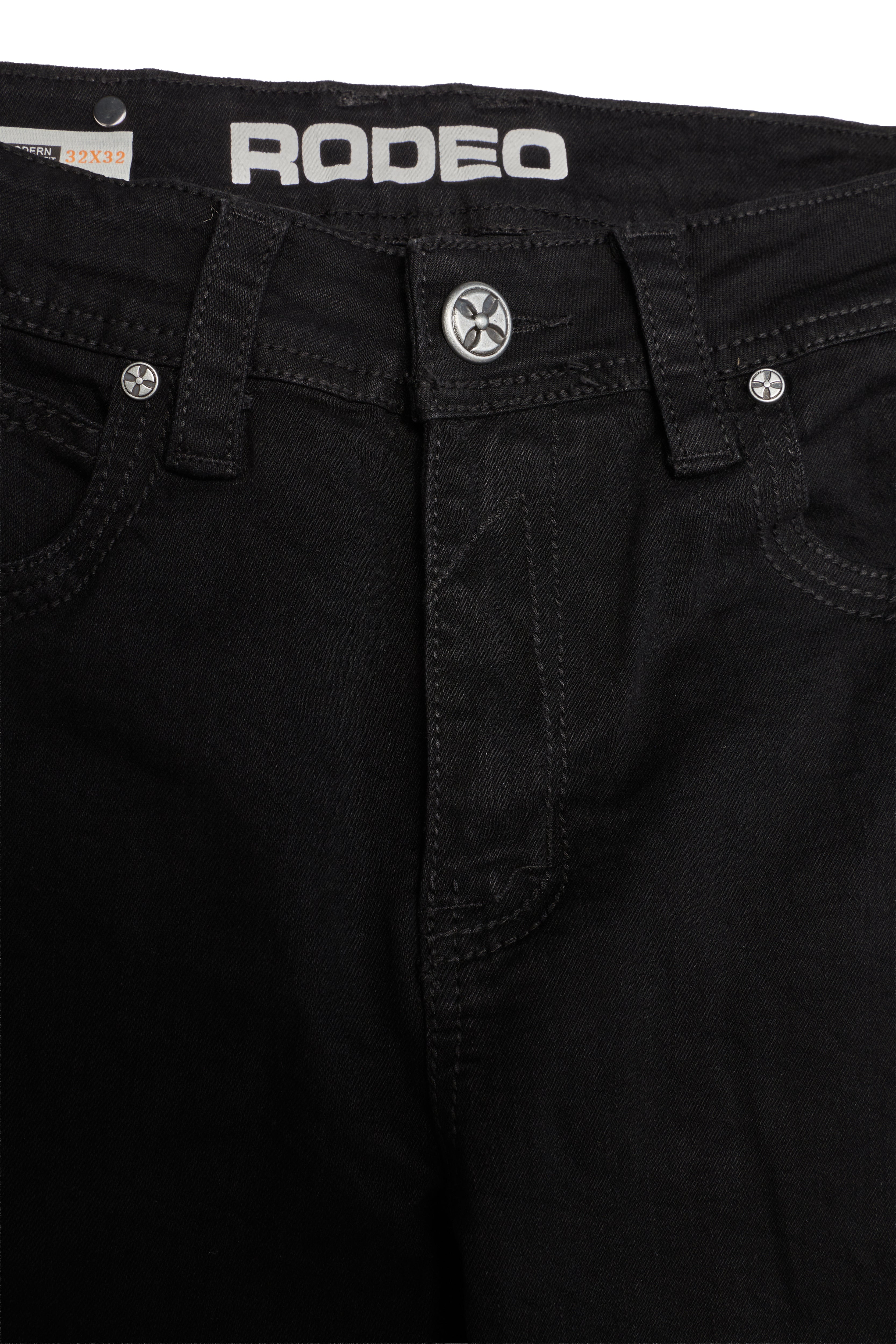 MEN'S COTTON/SPANDEX STRETCH FANCY SLIM STRAIGHT JEANS-RP500-504-JET BLACK
