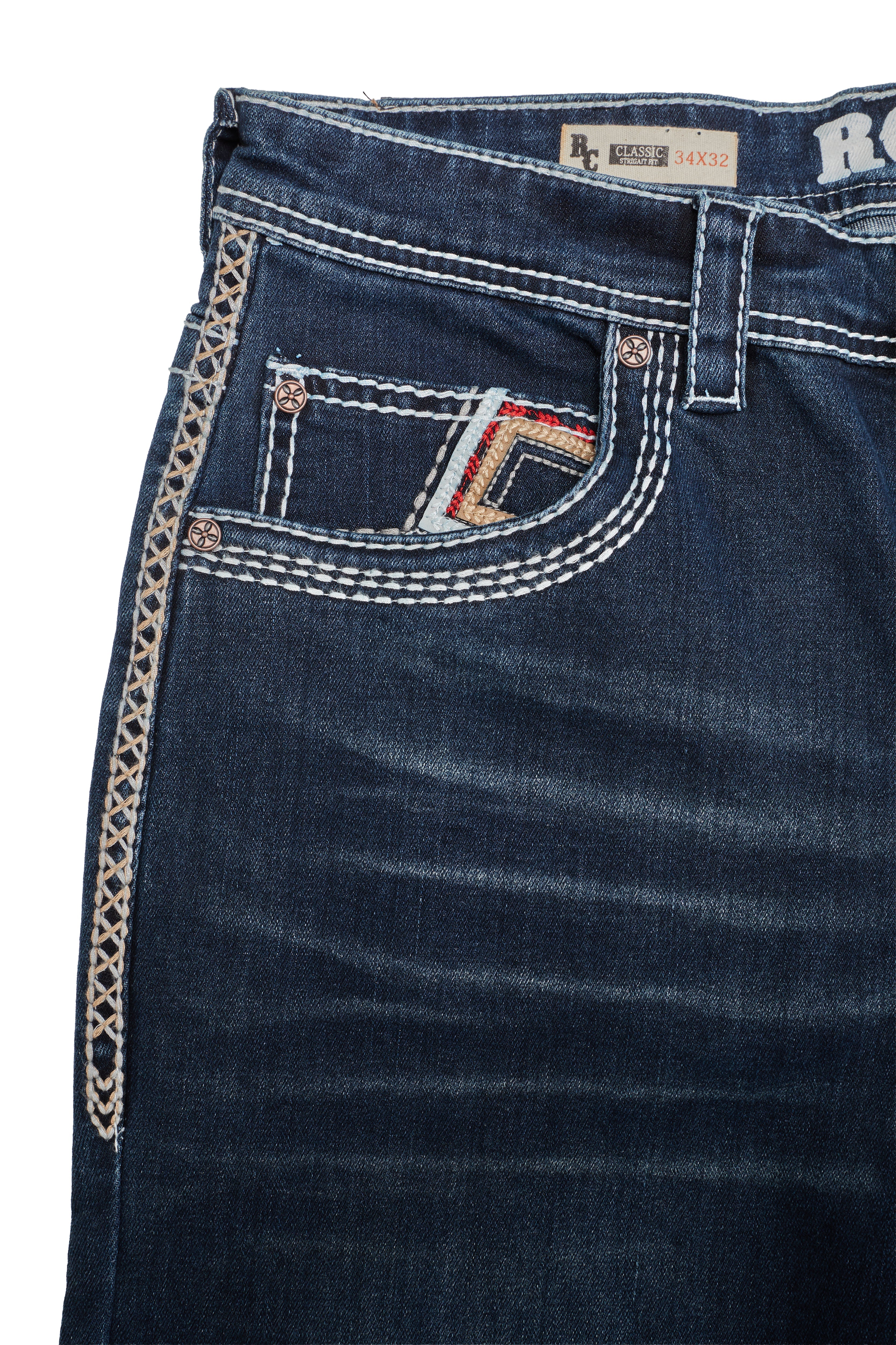MEN'S COTTON/SPANDEX STRETCH FANCY SLIM STRAIGHT JEANS-RP500-520