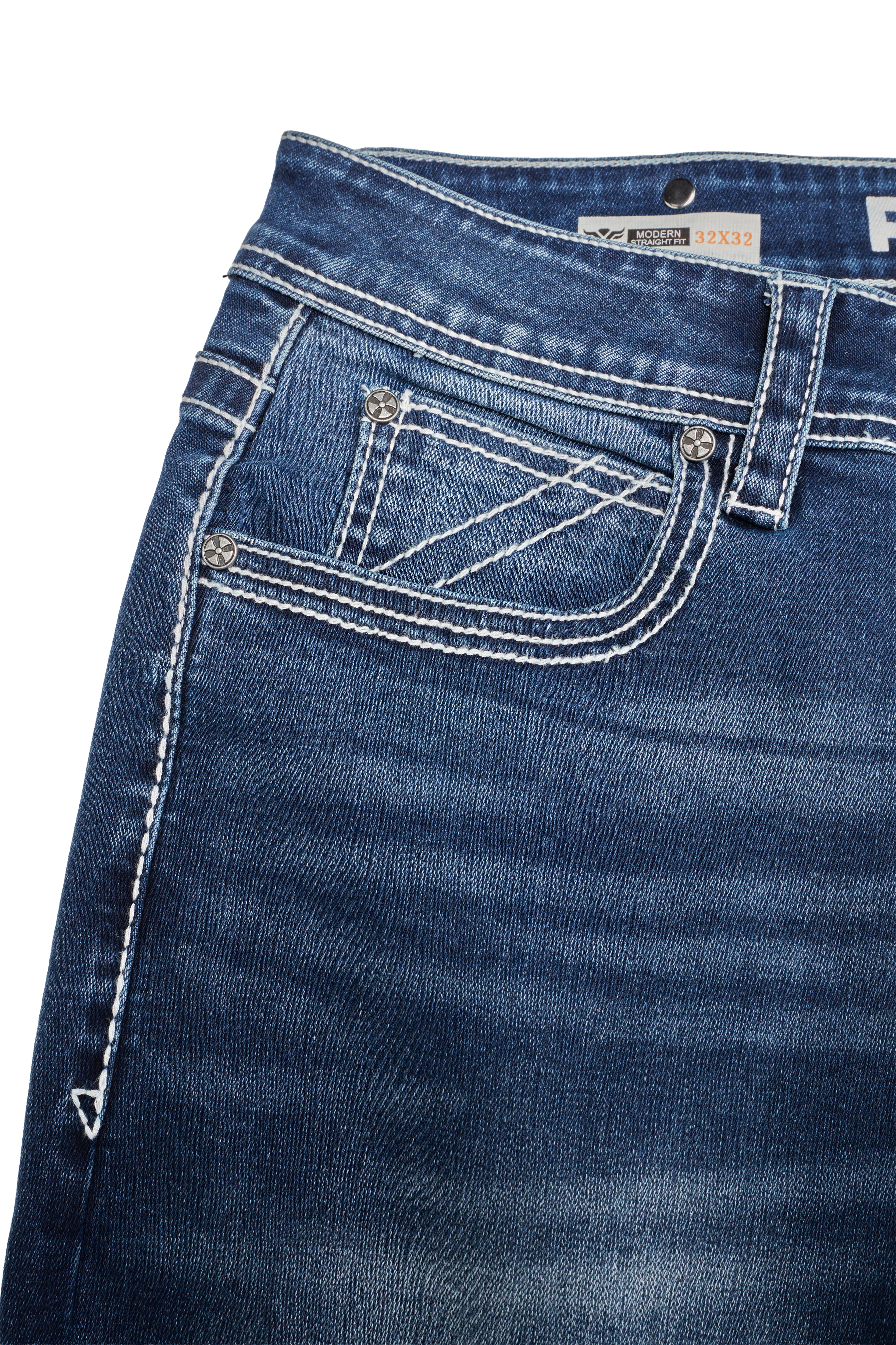 MEN'S COTTON/SPANDEX STRETCH FANCY SLIM STRAIGHT JEANS-RP500-504-LT BLUE