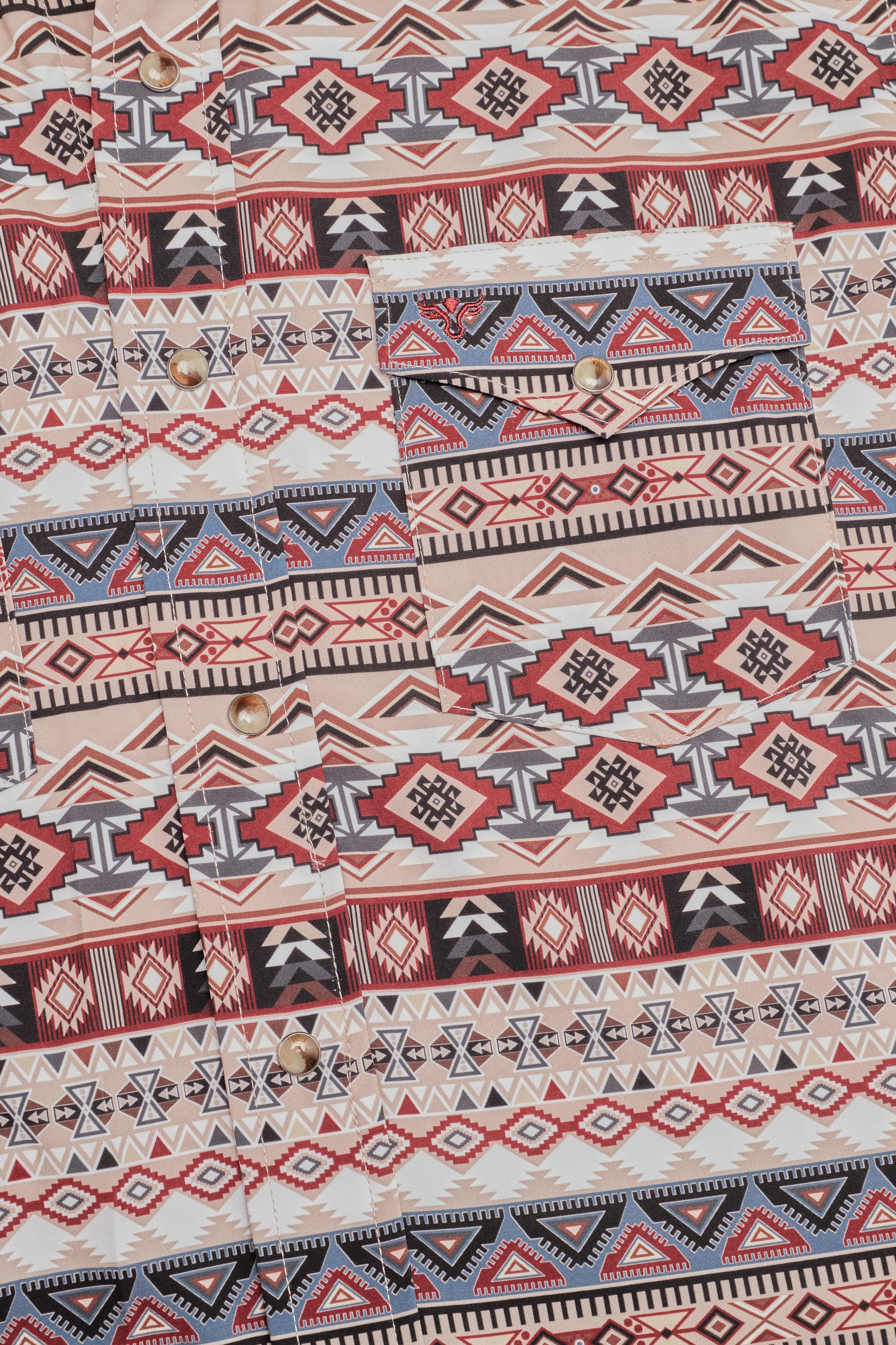 Men's Western Pearl Snap Aztec Print Shirt-MPS110L-1164