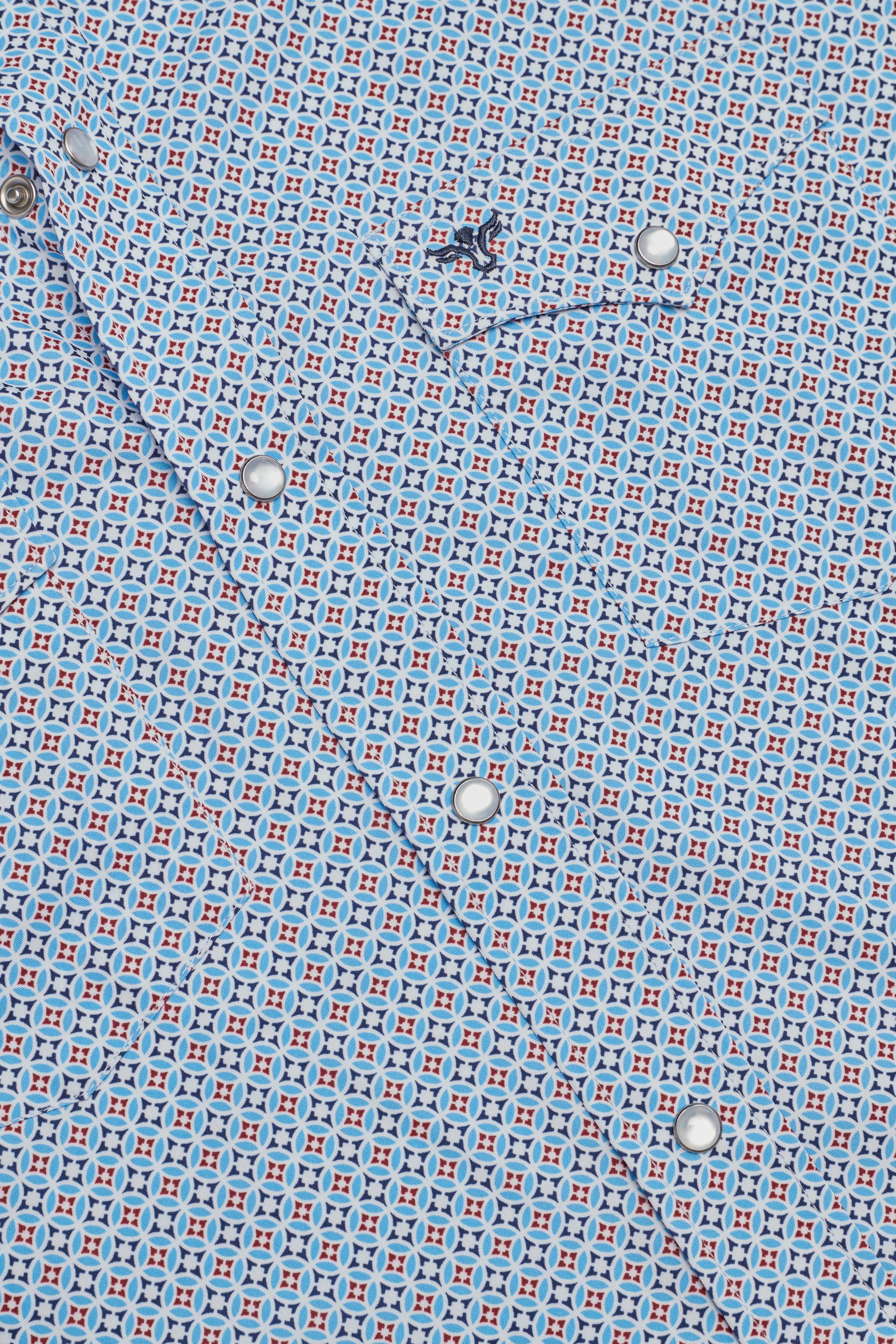 Men's Western Pearl Snap Aztec Print Shirt-MPS110S-1105