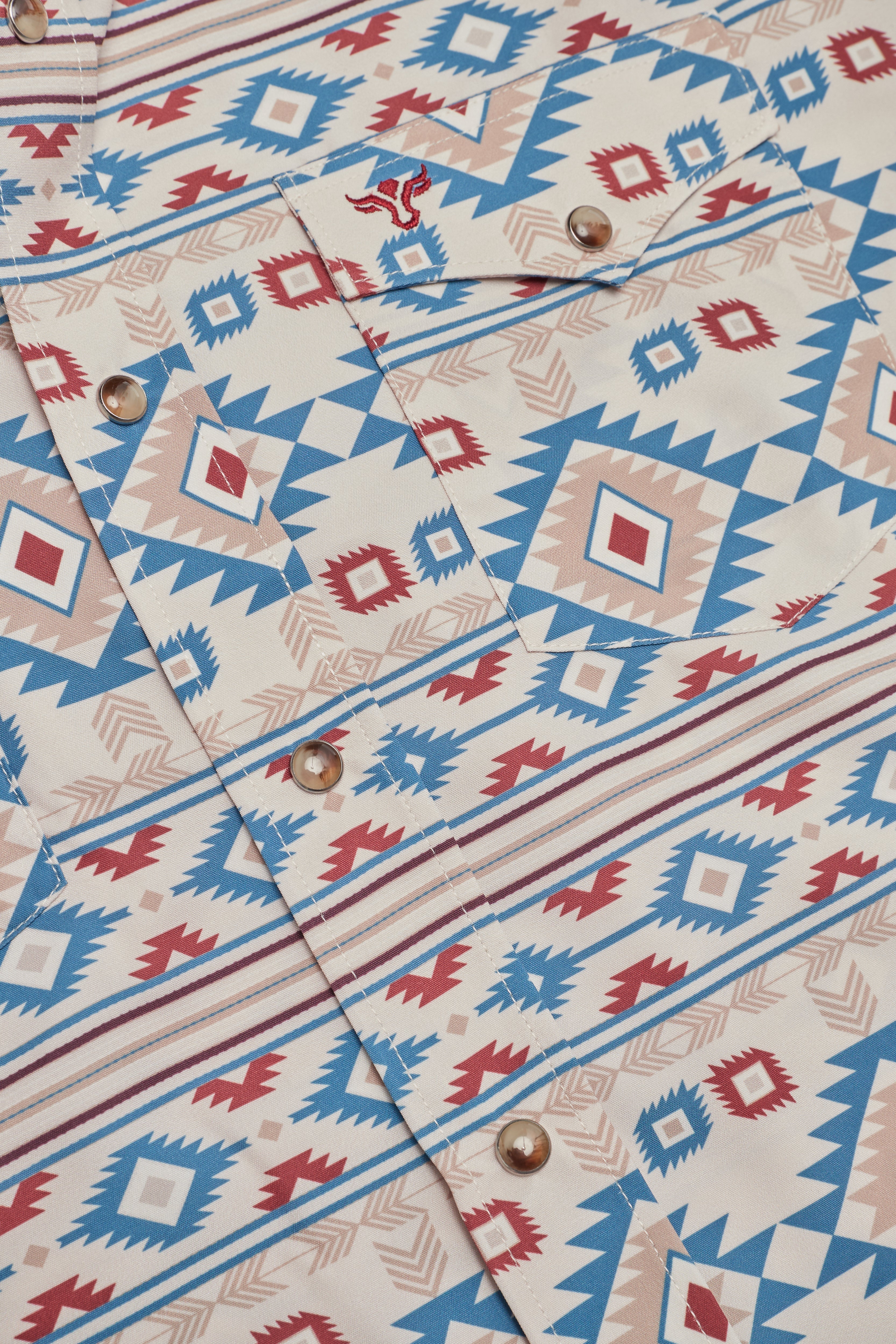 Men's Western Pearl Snap Aztec Print Shirt-MPS110S-1168