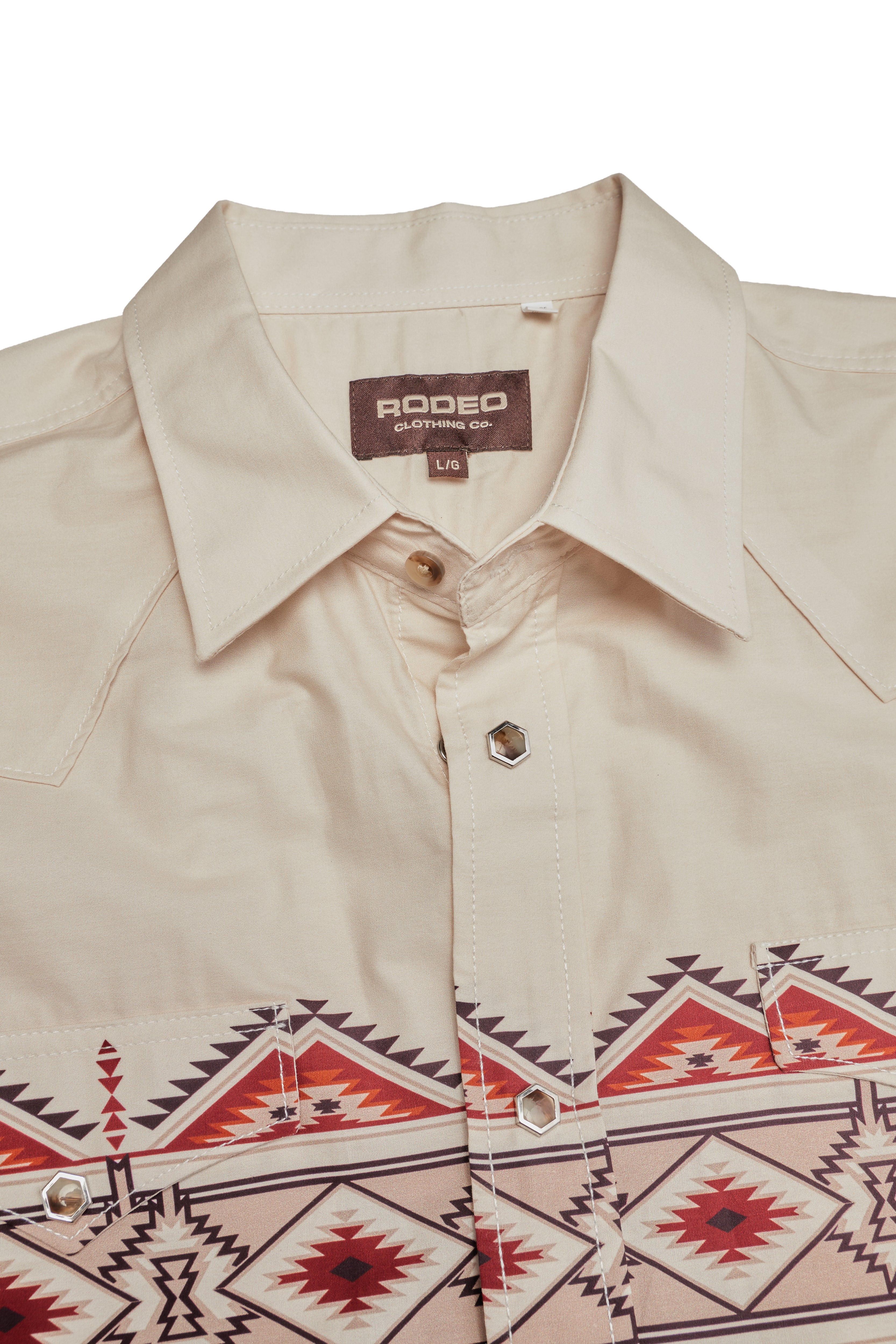Men's Western Pearl Snap Print Shirt-PS100L-1127