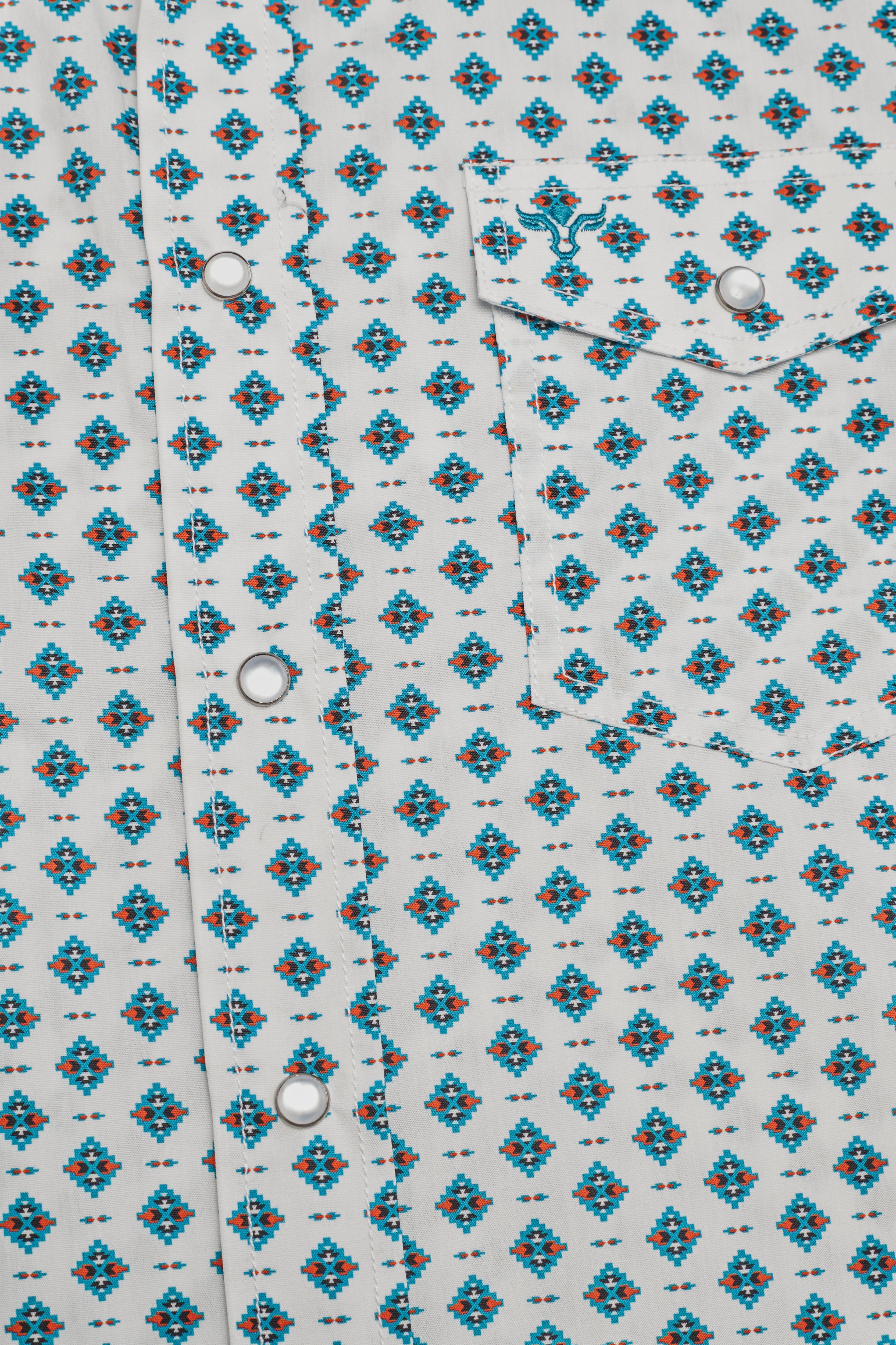 Men's Short Sleeve Pearl Snap Print Shirt-PS100S-1097