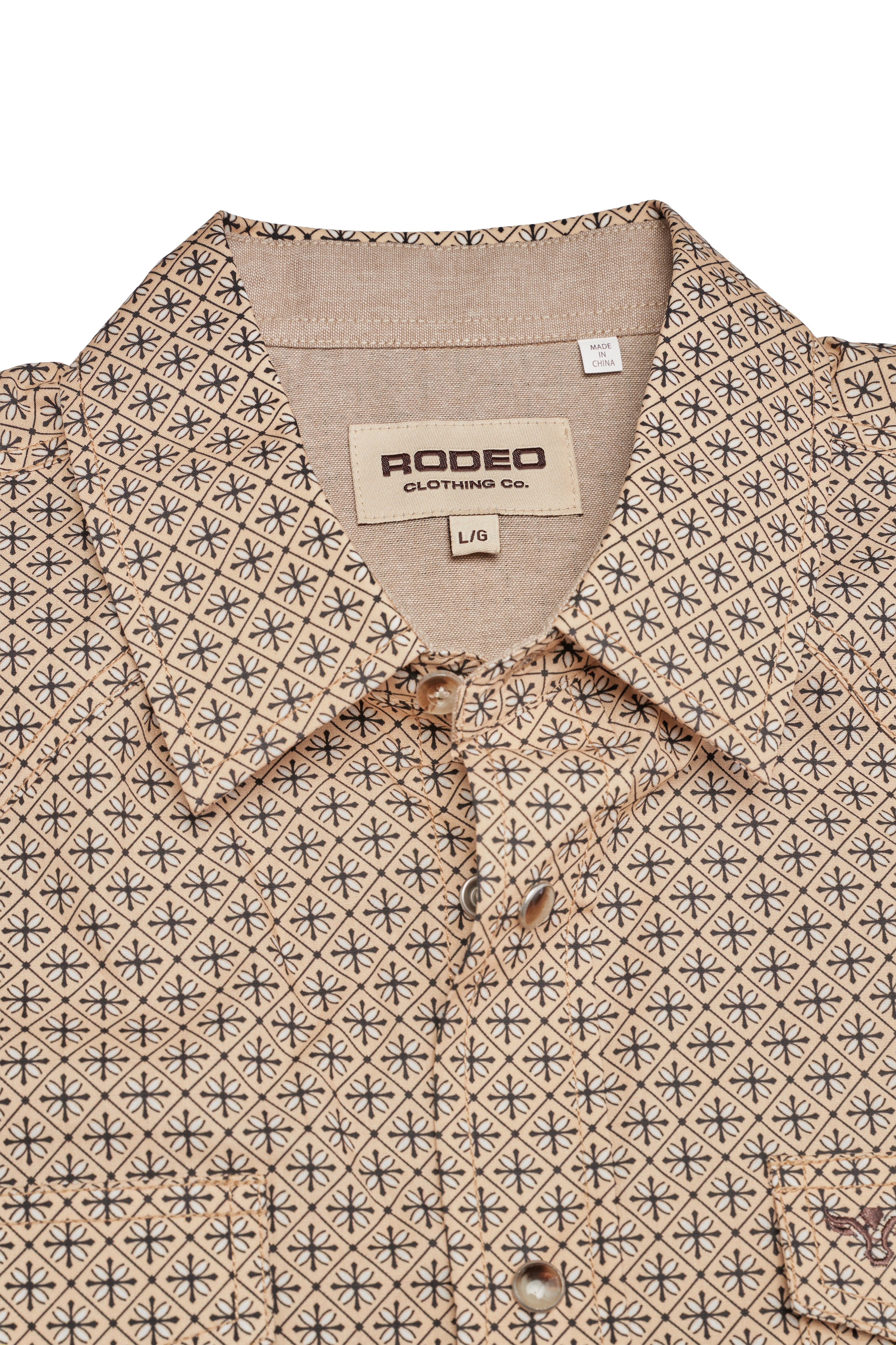 Men's Short Sleeve Pearl Snap Print Shirt-PS100S-1178
