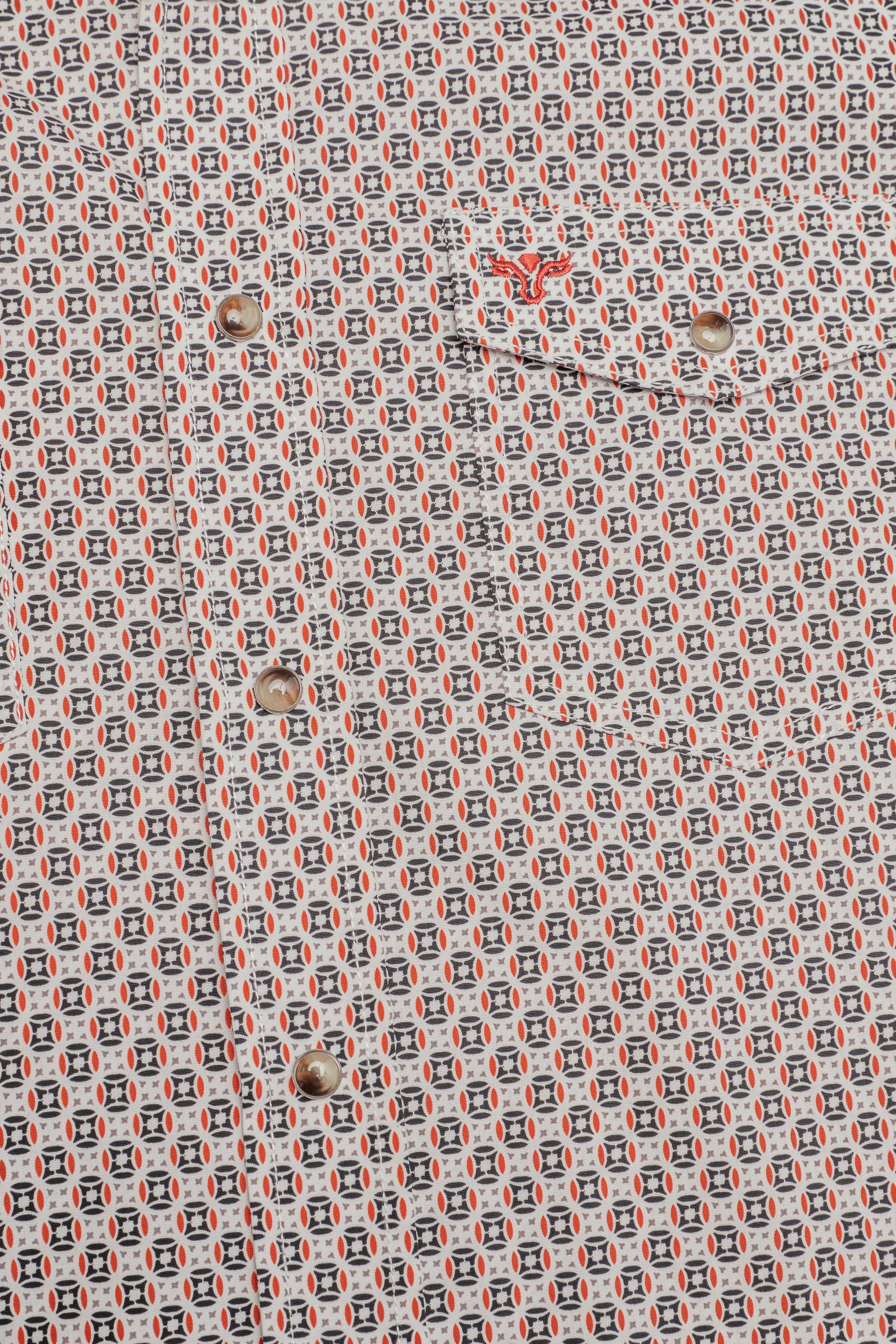 Men's Short Sleeve Pearl Snap Print Shirt-PS100S-1179