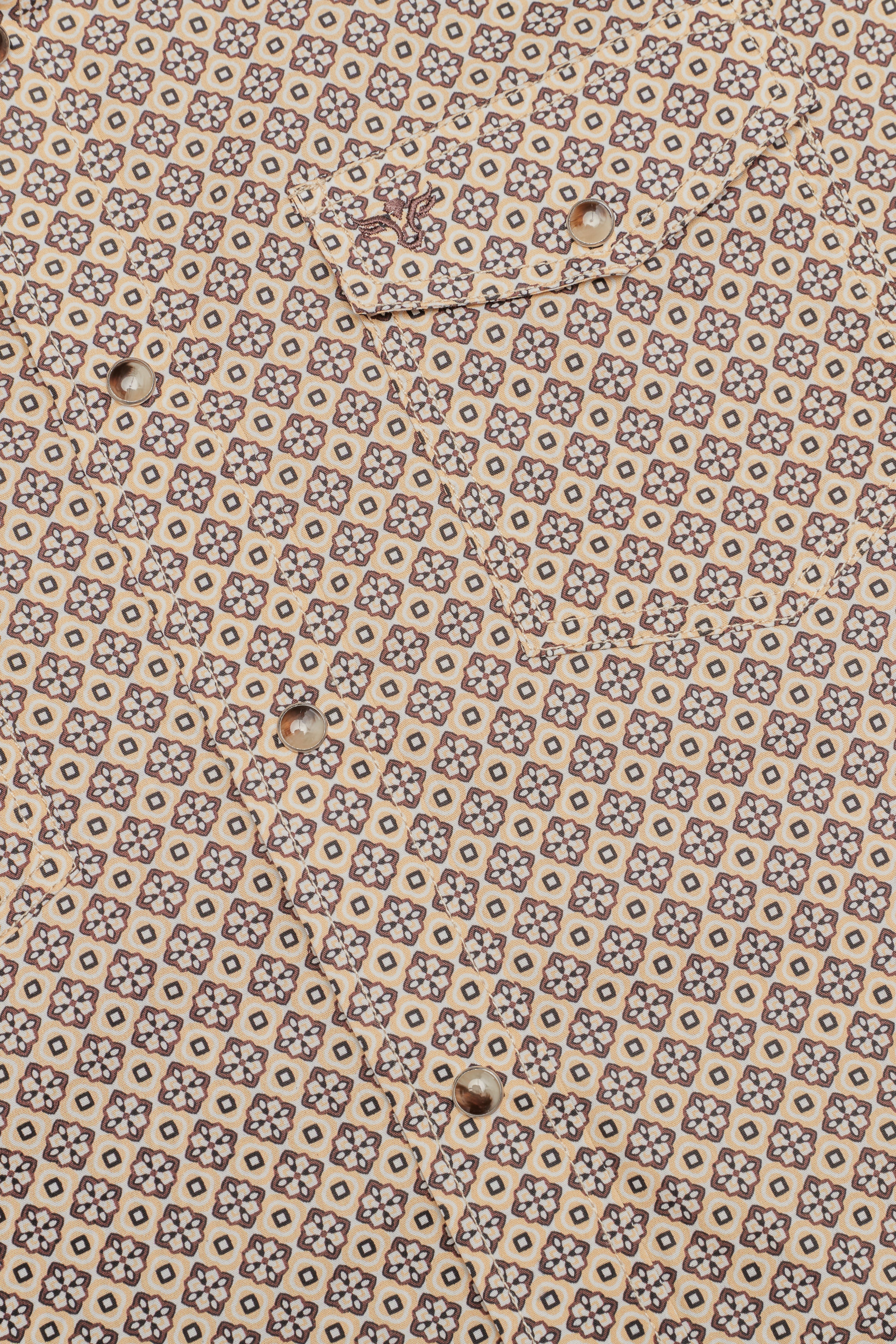 Men's Short Sleeve Pearl Snap Print Shirt-PS100S-1180
