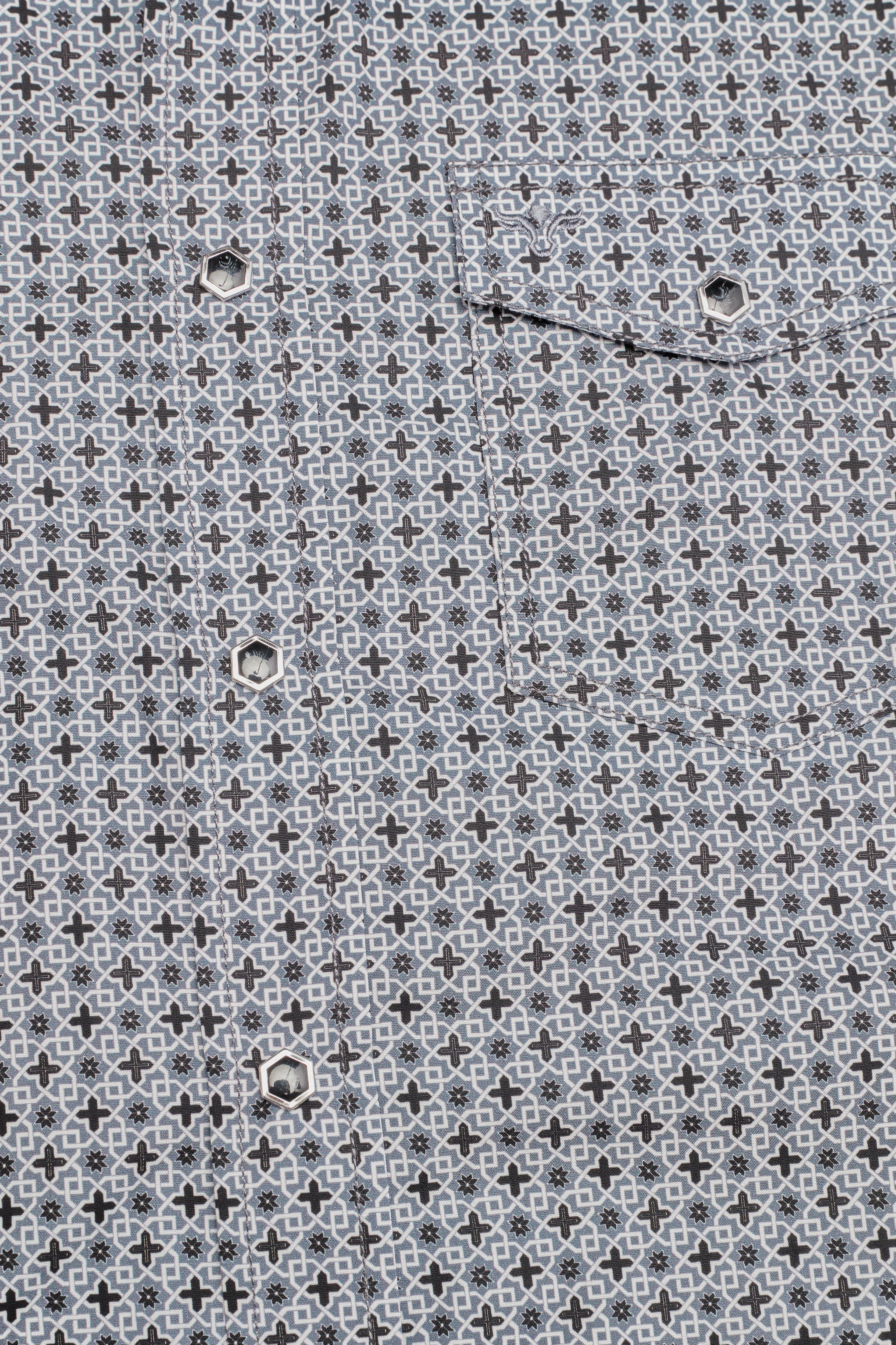Men's Short Sleeve Pearl Snap Print Shirt-PS100S-1181