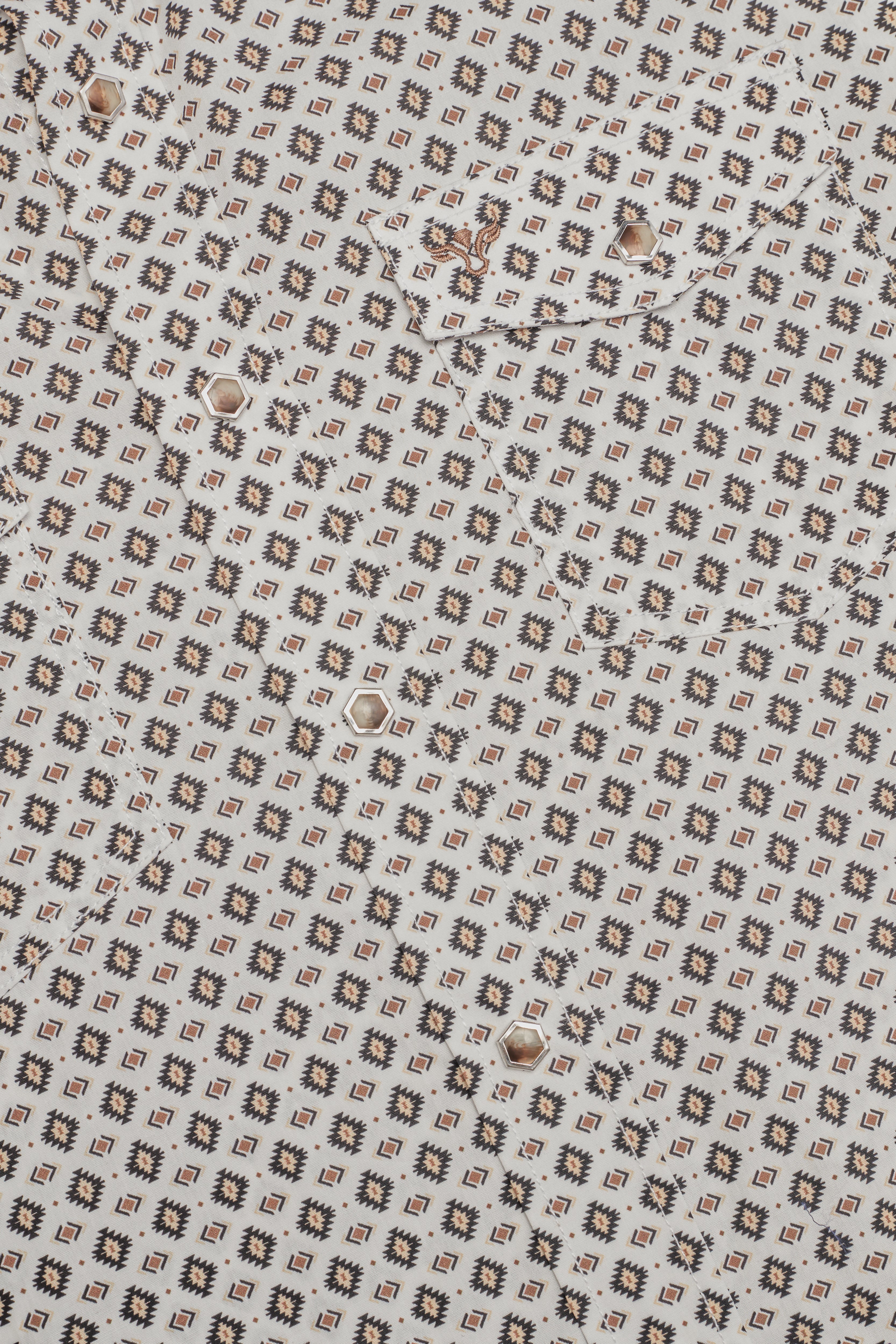 Men's Short Sleeve Pearl Snap Print Shirt-PS100S-1183