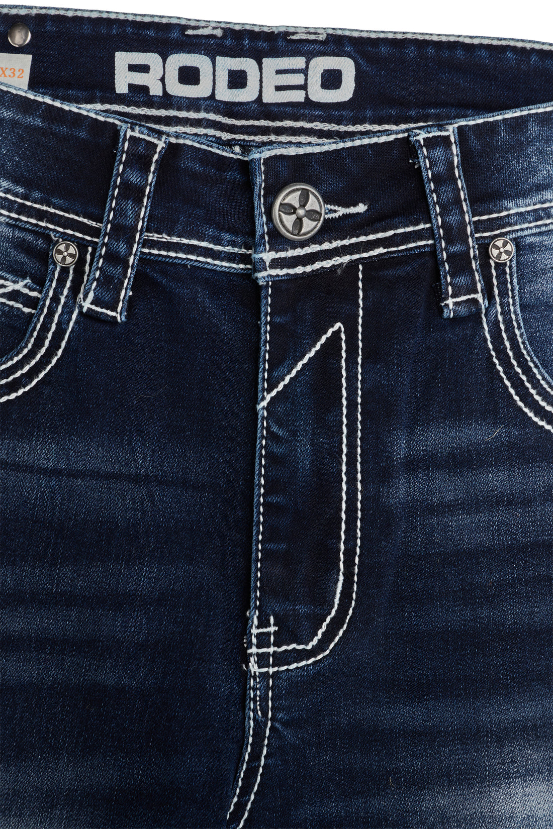 MEN'S COTTON/SPANDEX STRETCH FANCY SLIM STRAIGHT JEANS-504-DKBLUE