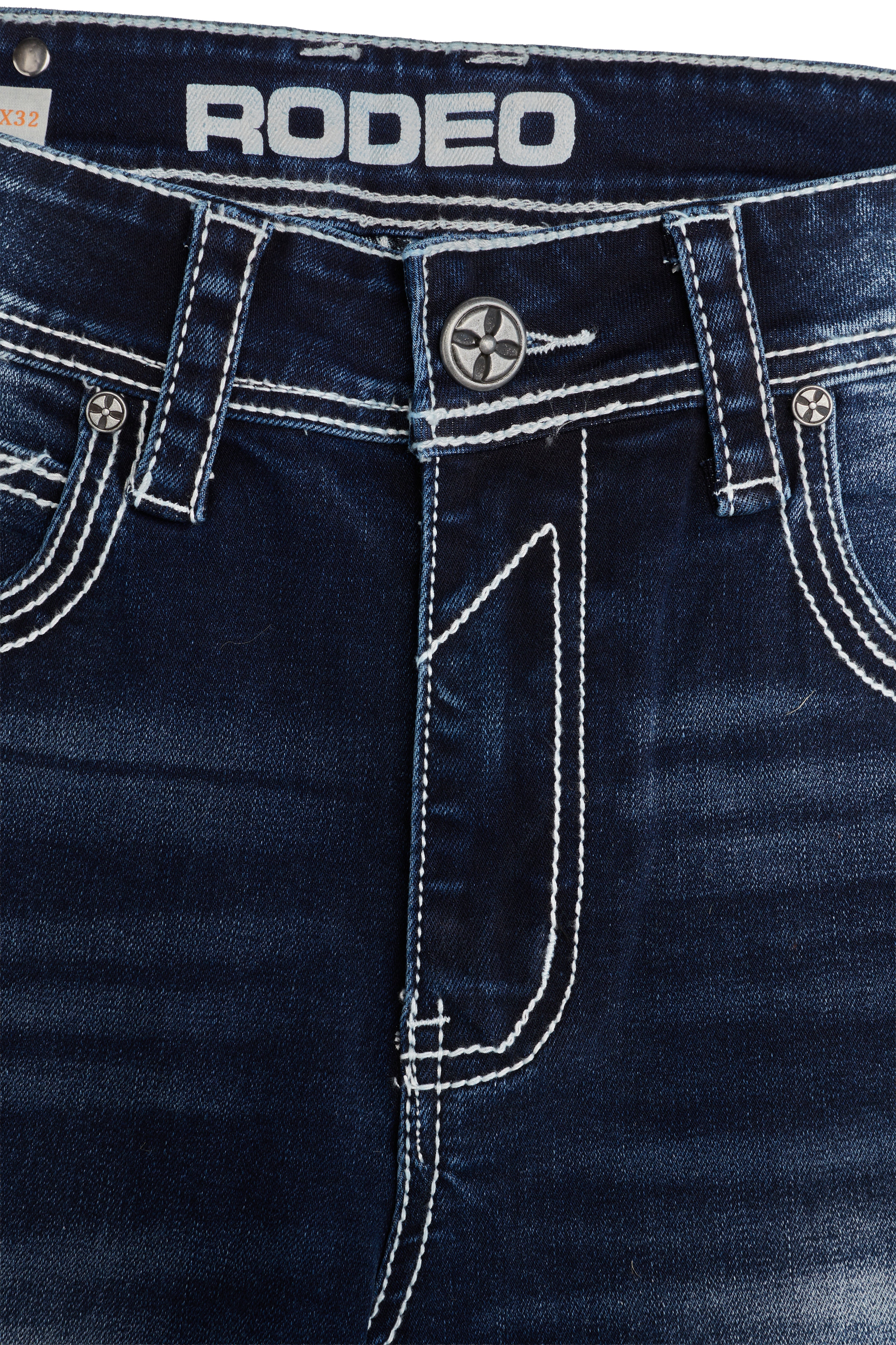 MEN'S COTTON/SPANDEX STRETCH FANCY SLIM STRAIGHT JEANS-RP500-504-DKBLUE