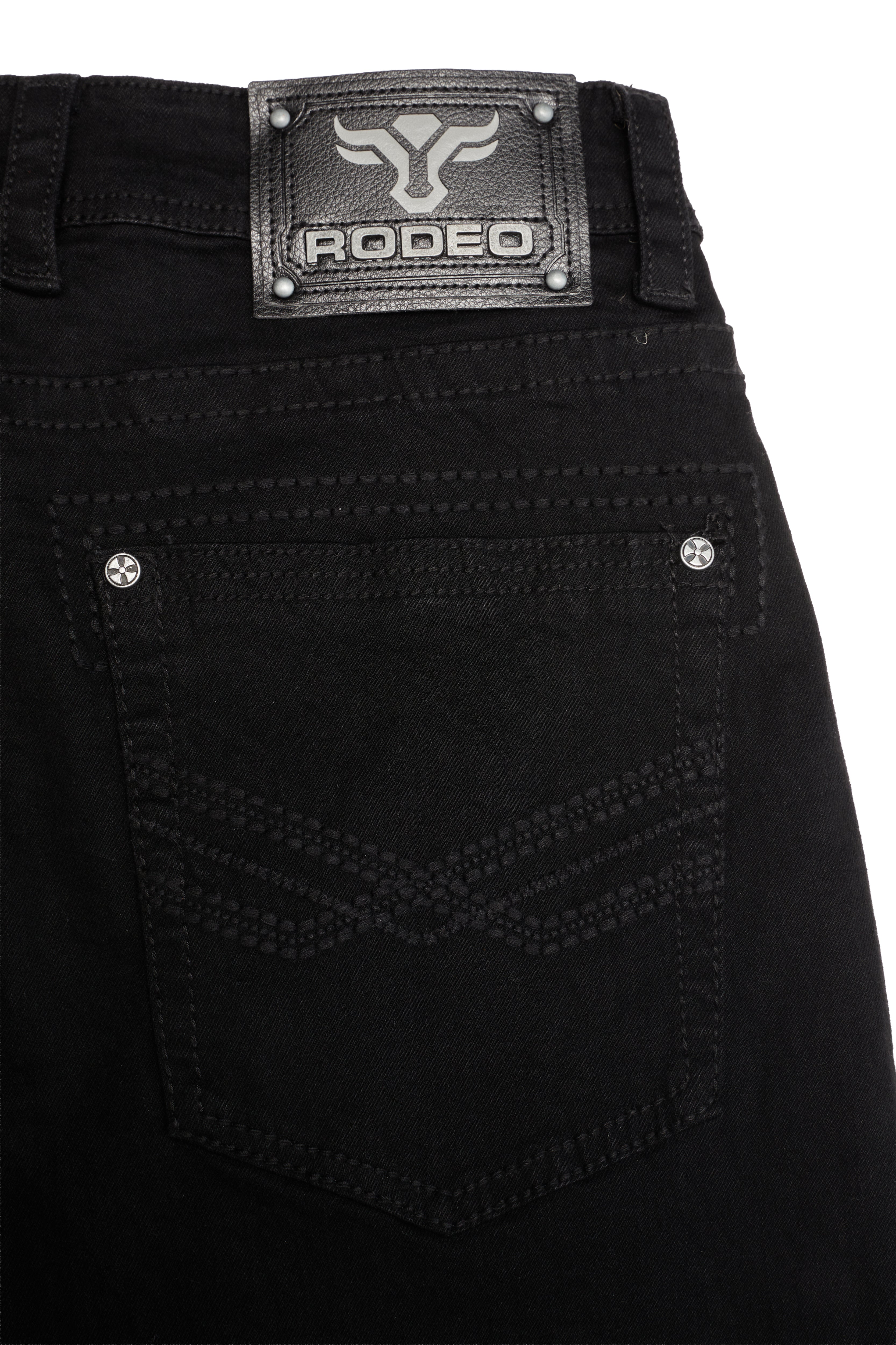 MEN'S COTTON/SPANDEX STRETCH FANCY SLIM STRAIGHT JEANS-RP500-504-JET BLACK