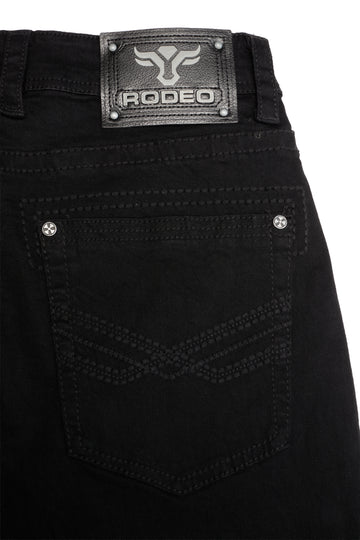 MEN'S COTTON/SPANDEX STRETCH FANCY SLIM STRAIGHT JEANS-RP500-504-JET BLACK