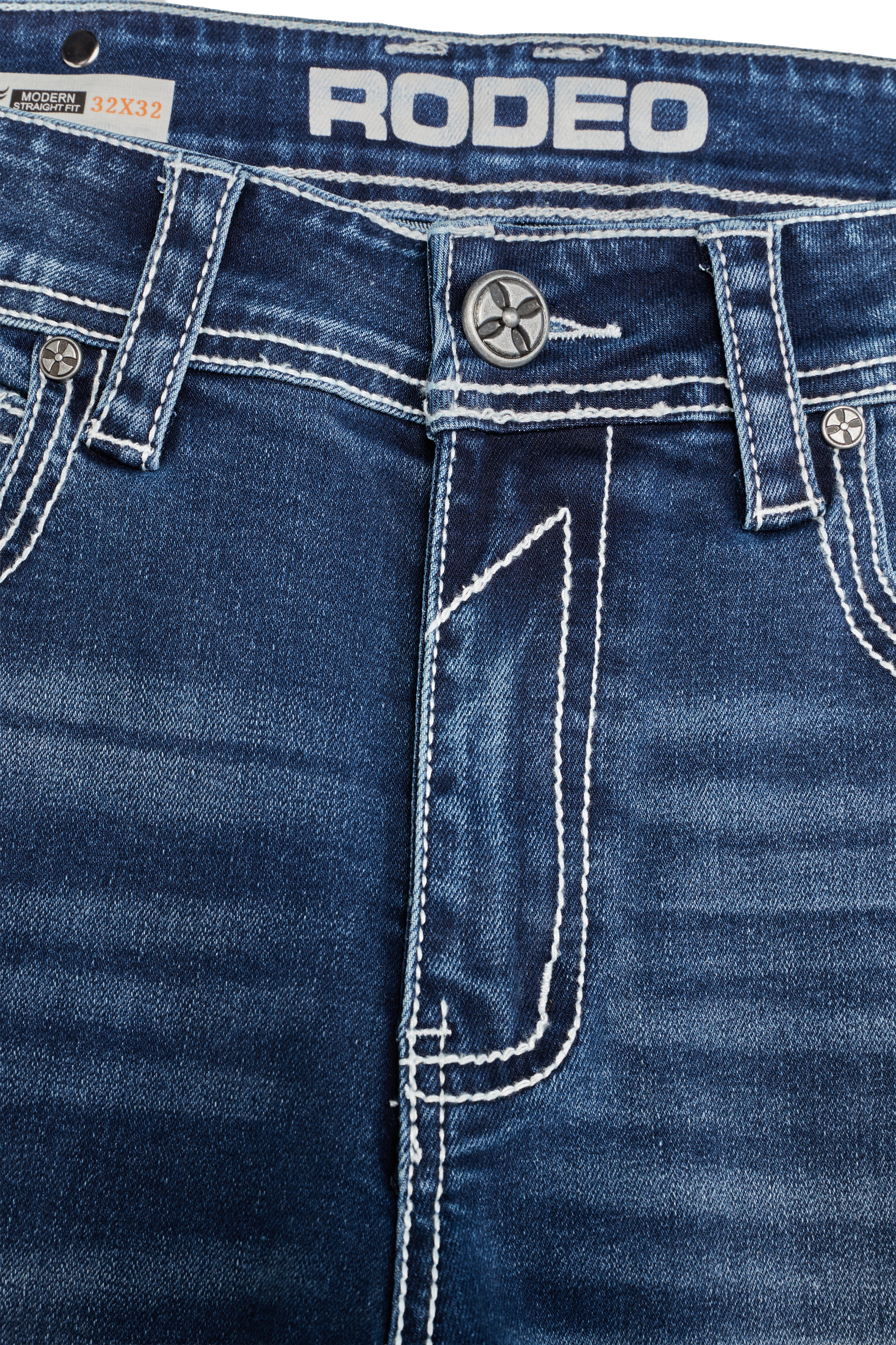 MEN'S COTTON/SPANDEX STRETCH FANCY SLIM STRAIGHT JEANS-RP500-504-LT BLUE