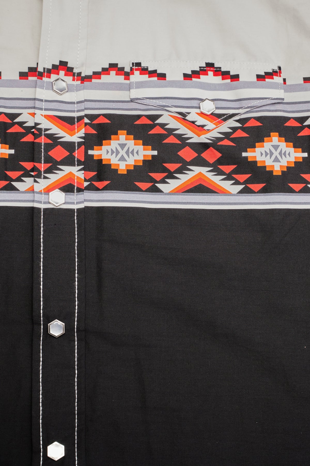 Men's Western Pearl Snap Print Shirt-PS100L-1108
