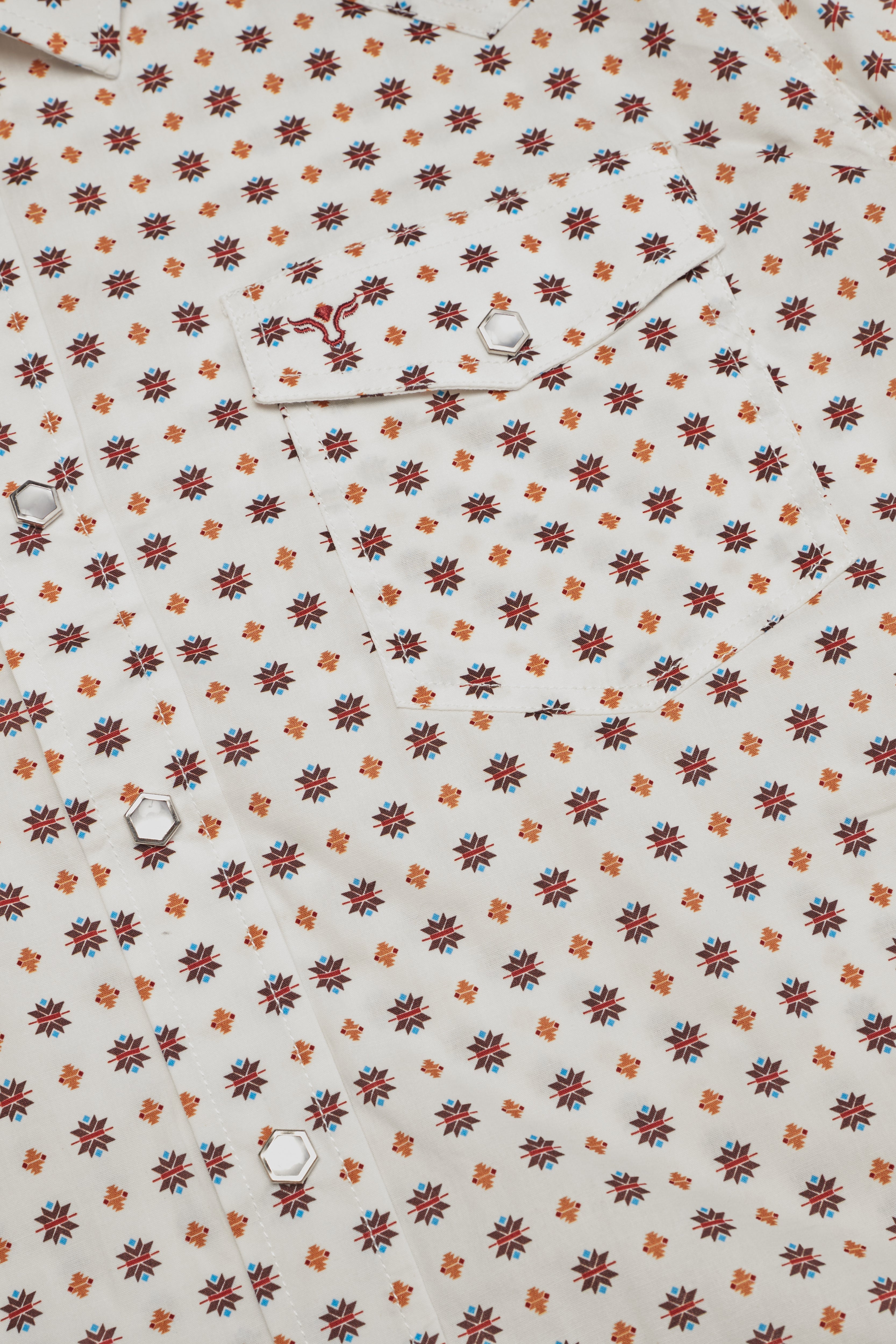 Men's Western Pearl Snap Print Shirt-PS100L-1112