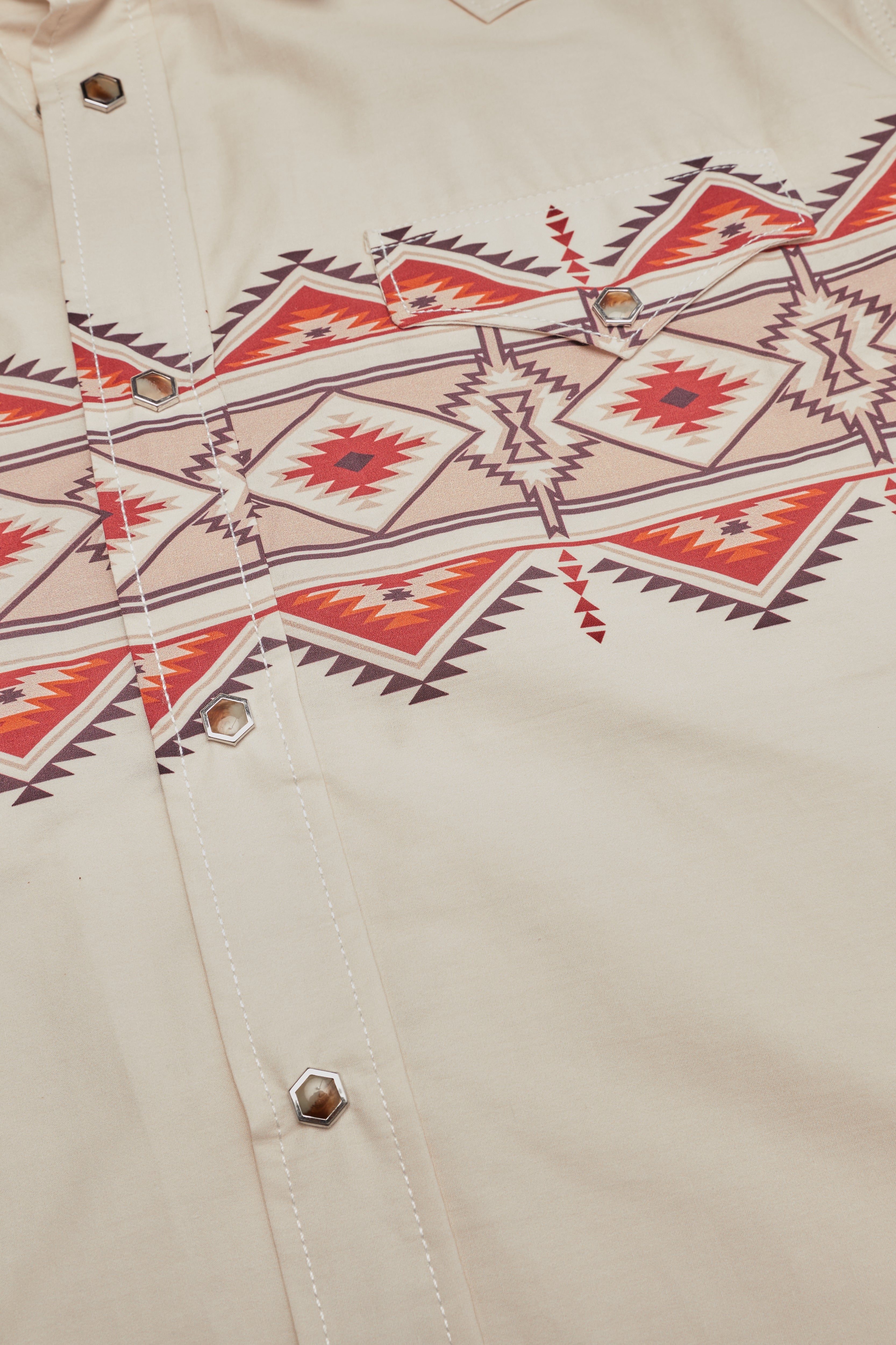 Men's Western Pearl Snap Print Shirt-PS100L-1127