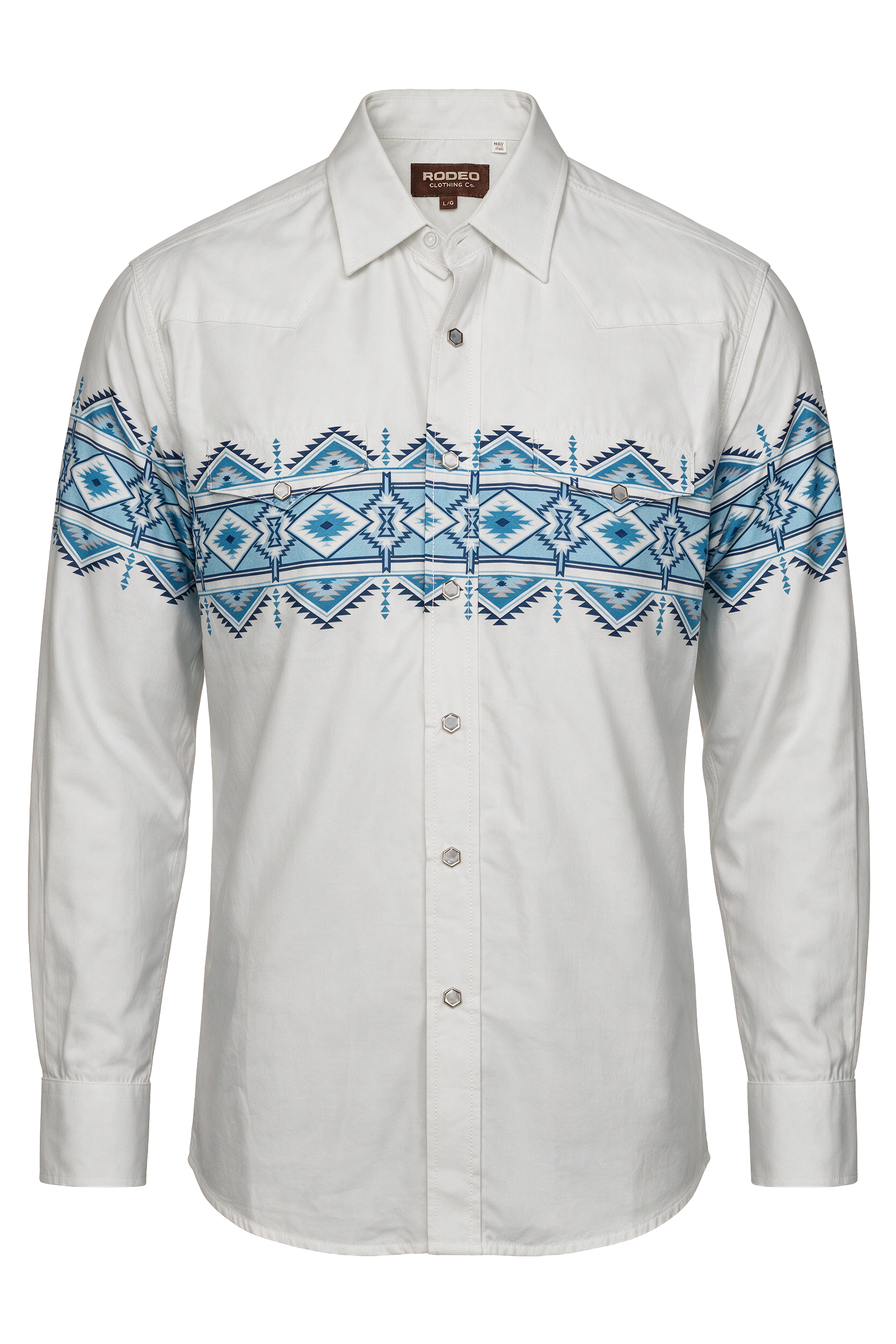 Men's Western Pearl Snap Print Shirt-PS100L-1128
