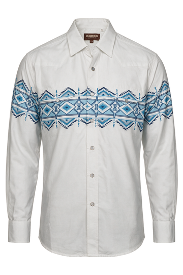 Men's Western Pearl Snap Print Shirt-PS100L-1128