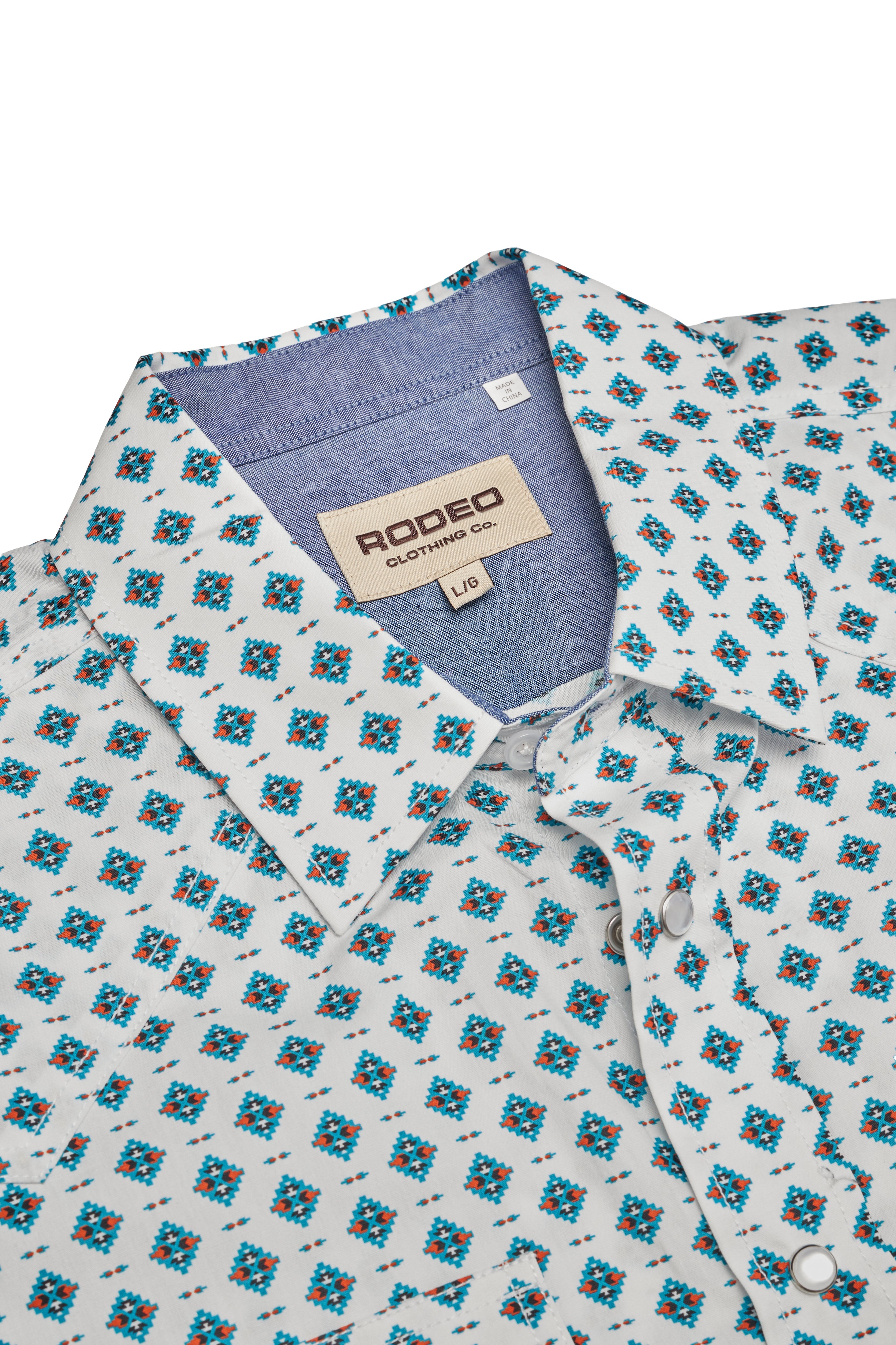Men's Short Sleeve Pearl Snap Print Shirt-PS100S-1097
