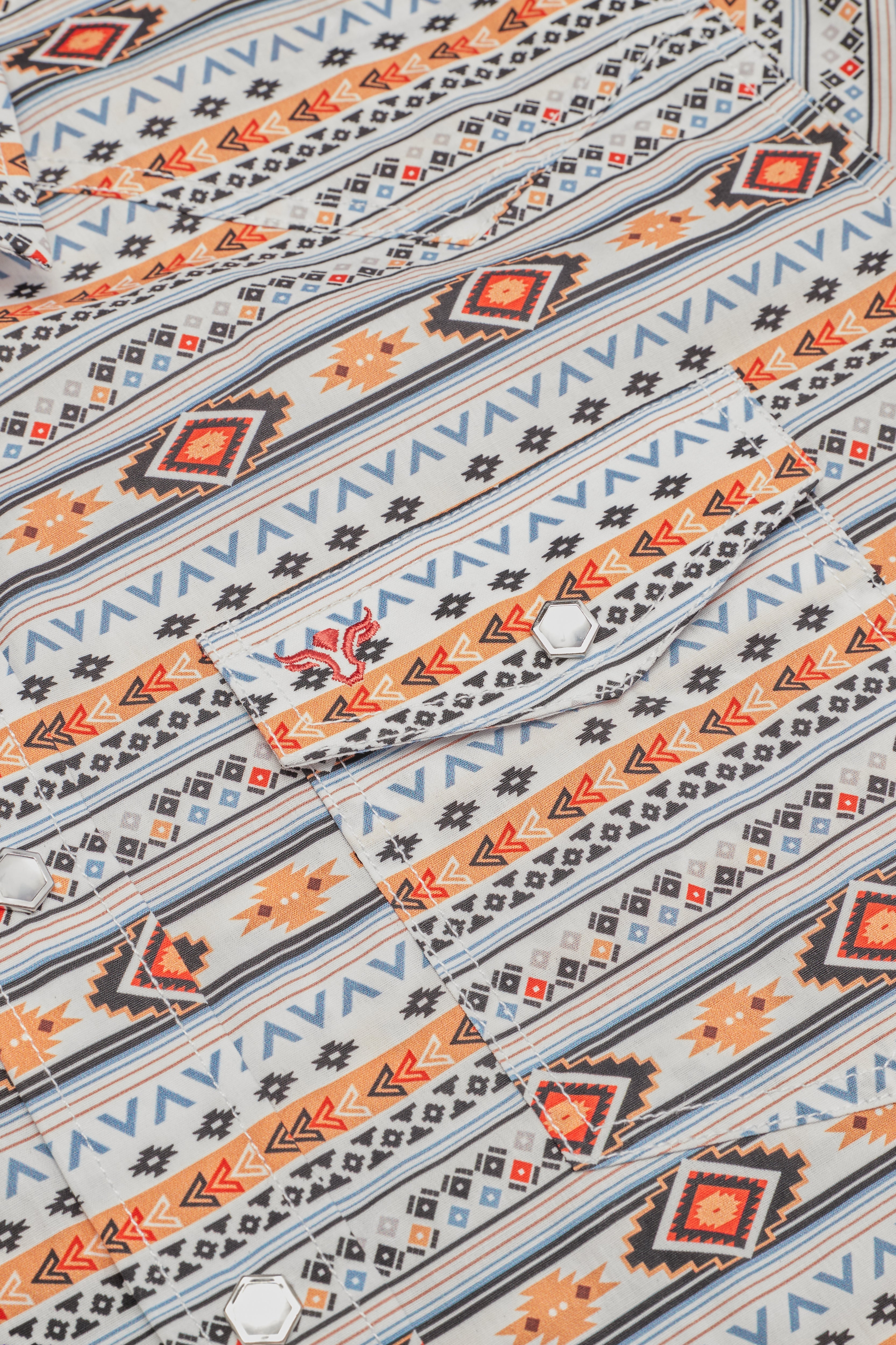 Men's Short Sleeve Pearl Snap Print Shirt-PS100S-1140