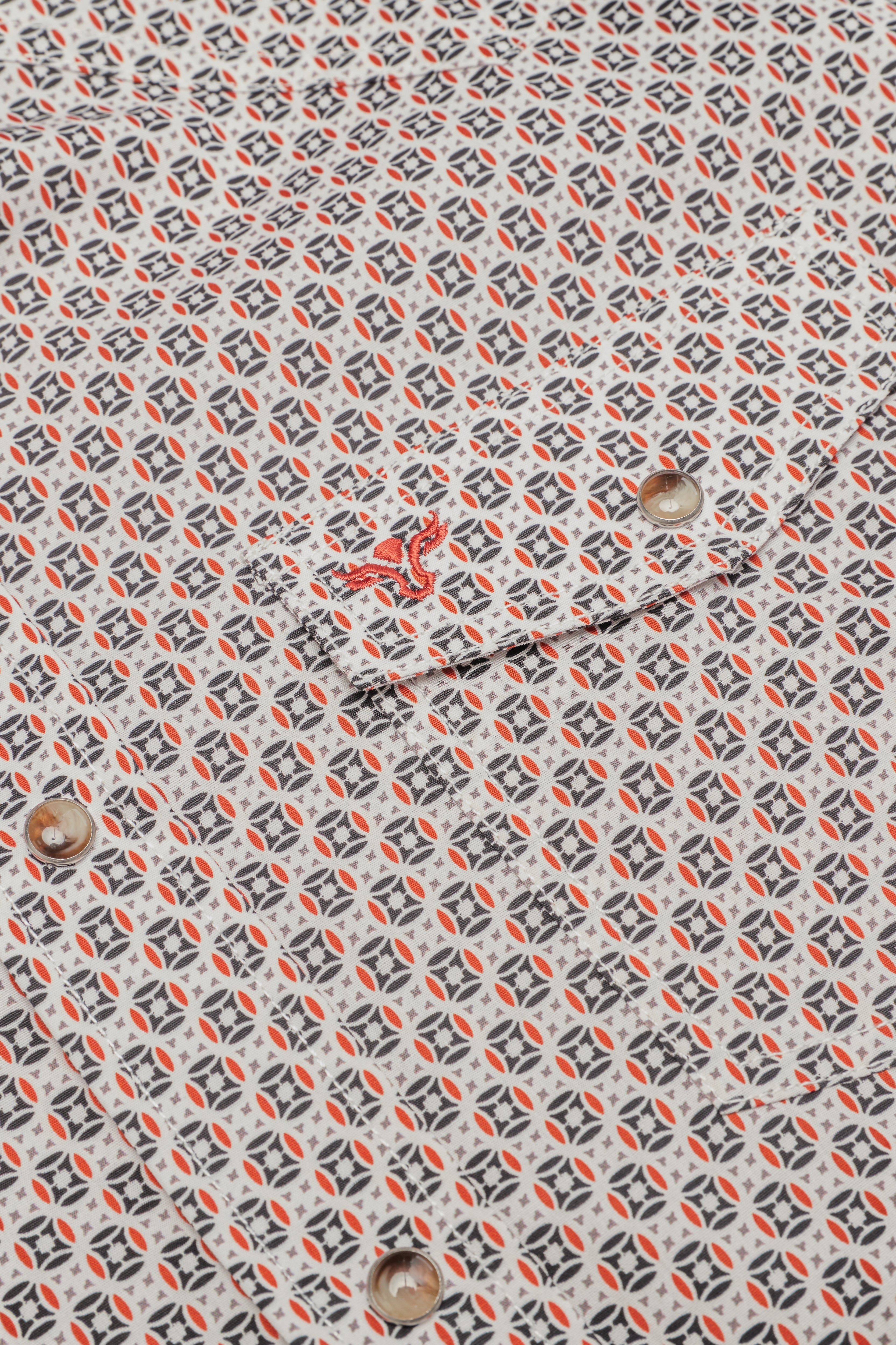 Men's Short Sleeve Pearl Snap Print Shirt-PS100S-1179