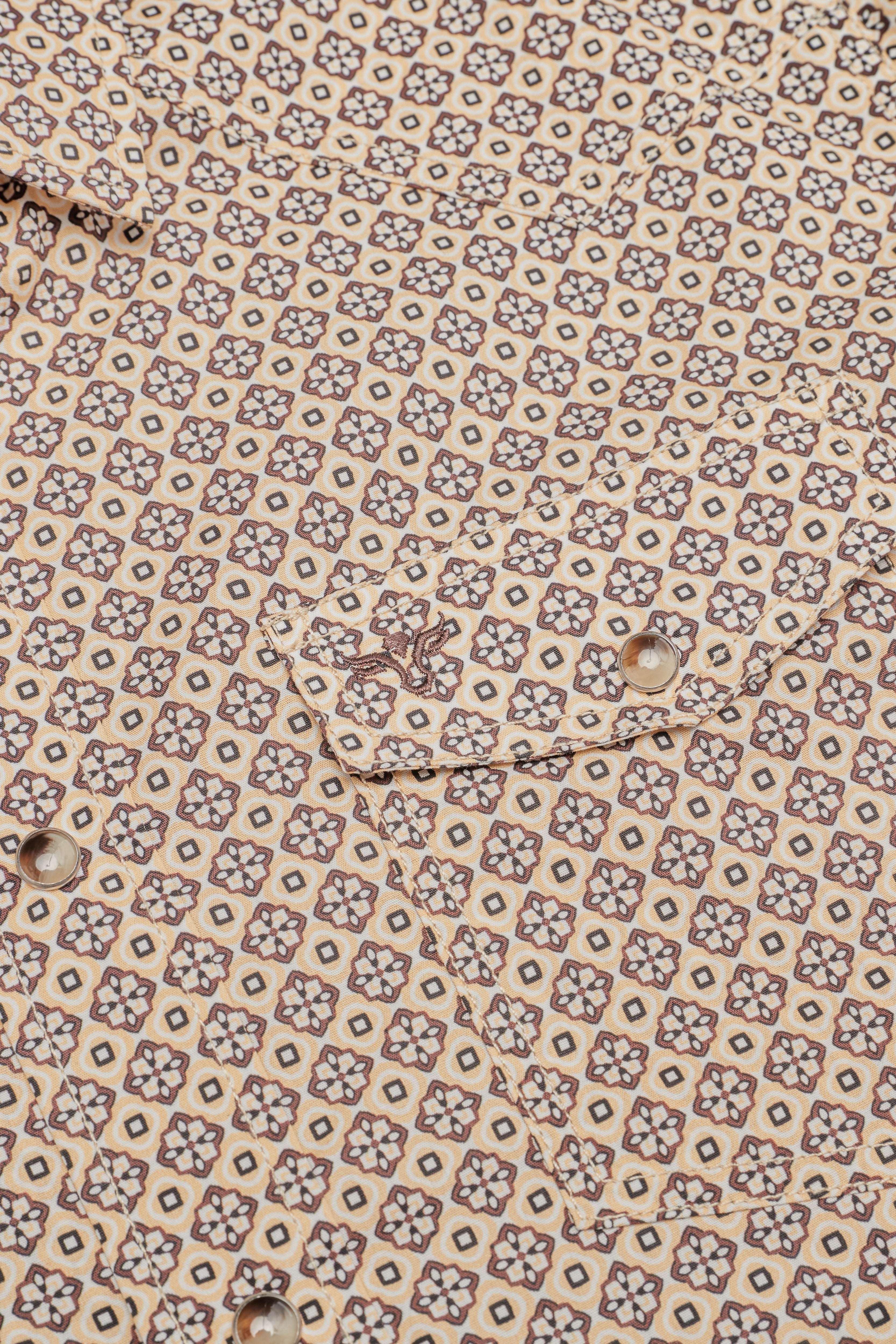 Men's Short Sleeve Pearl Snap Print Shirt-PS100S-1180