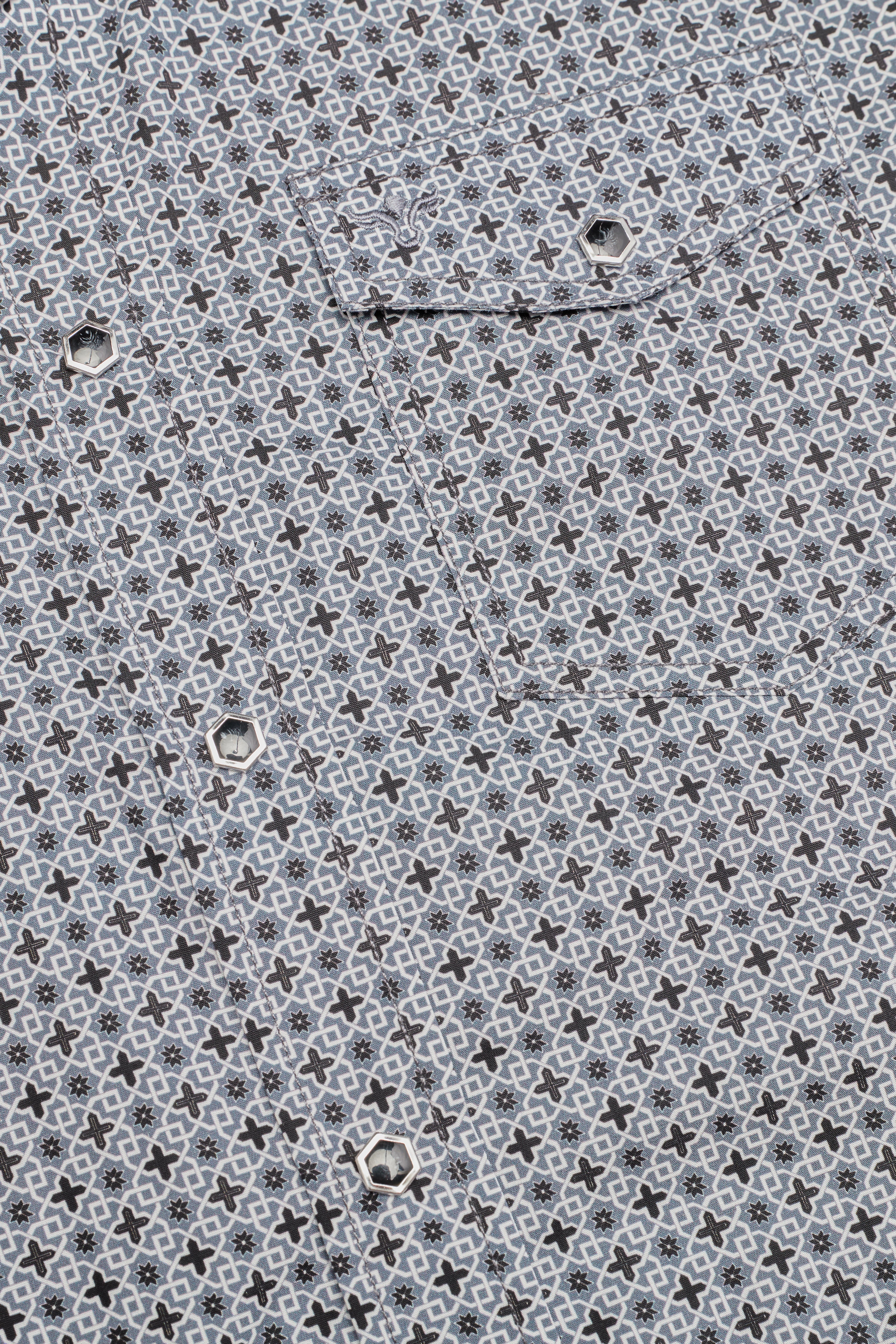 Men's Short Sleeve Pearl Snap Print Shirt-PS100S-1181