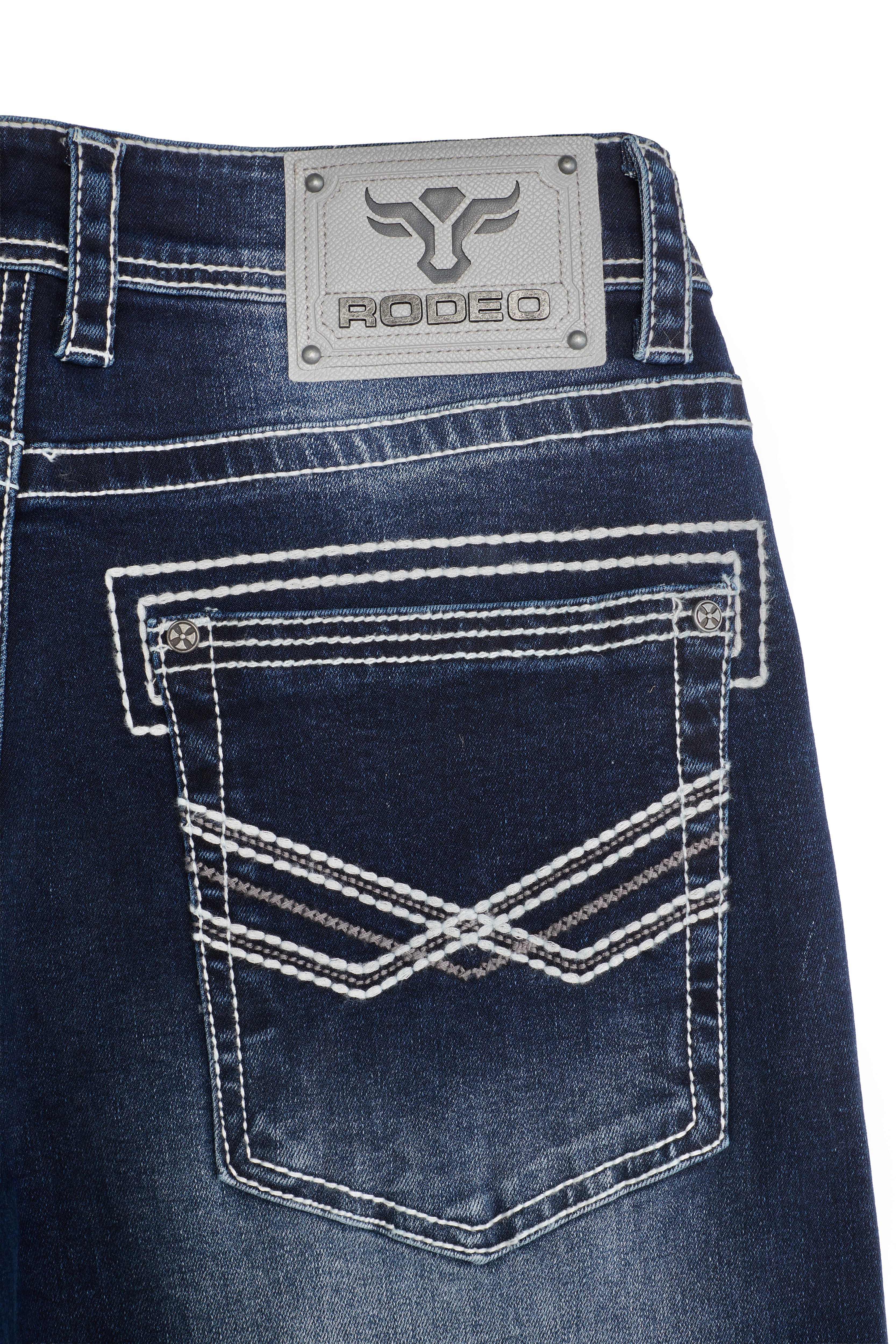 MEN'S COTTON/SPANDEX STRETCH FANCY SLIM STRAIGHT JEANS-RP500-504-DKBLUE