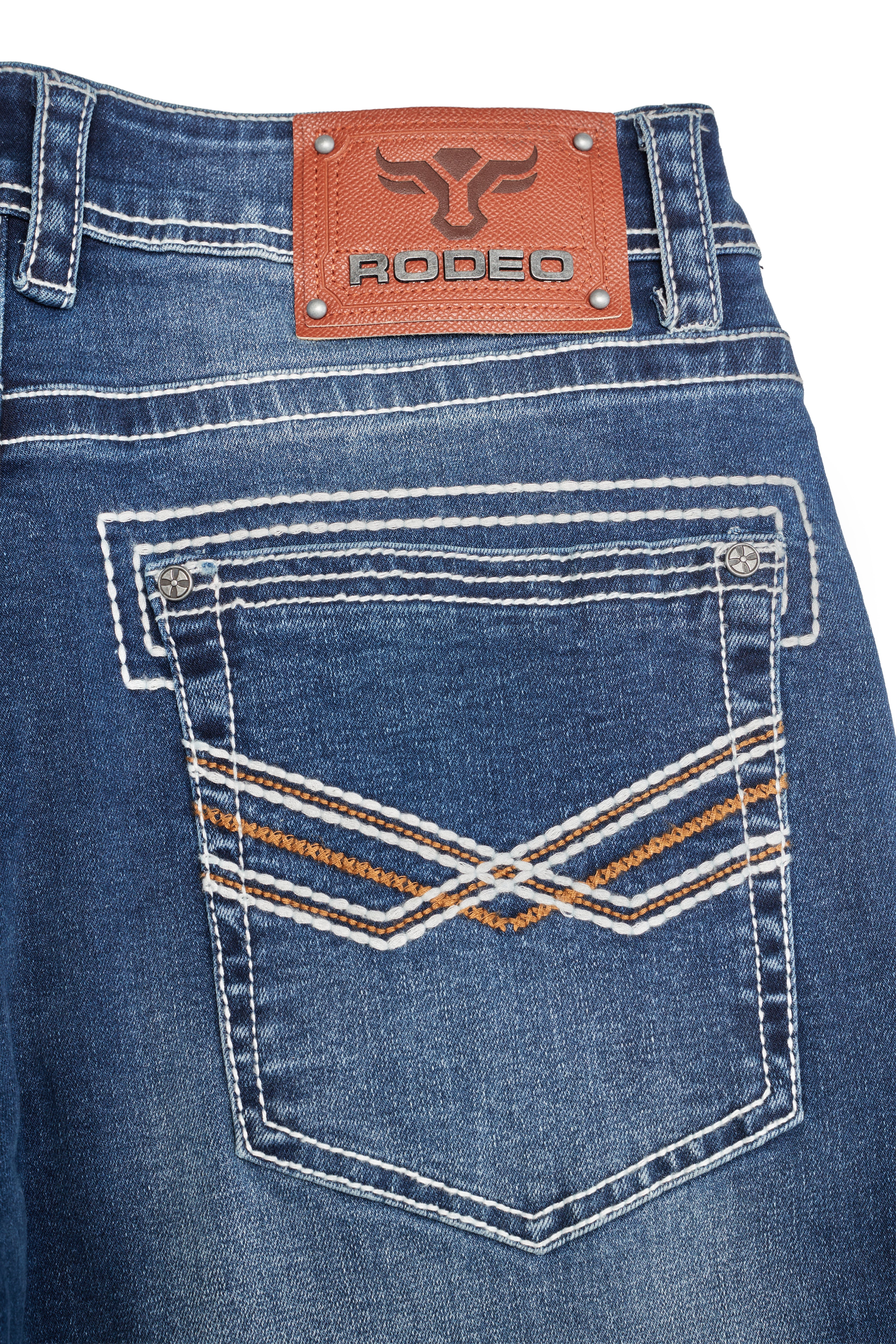 MEN'S COTTON/SPANDEX STRETCH FANCY SLIM STRAIGHT JEANS-RP500-504-LT BLUE