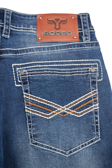 MEN'S COTTON/SPANDEX STRETCH FANCY SLIM STRAIGHT JEANS-RP500-504-LT BLUE