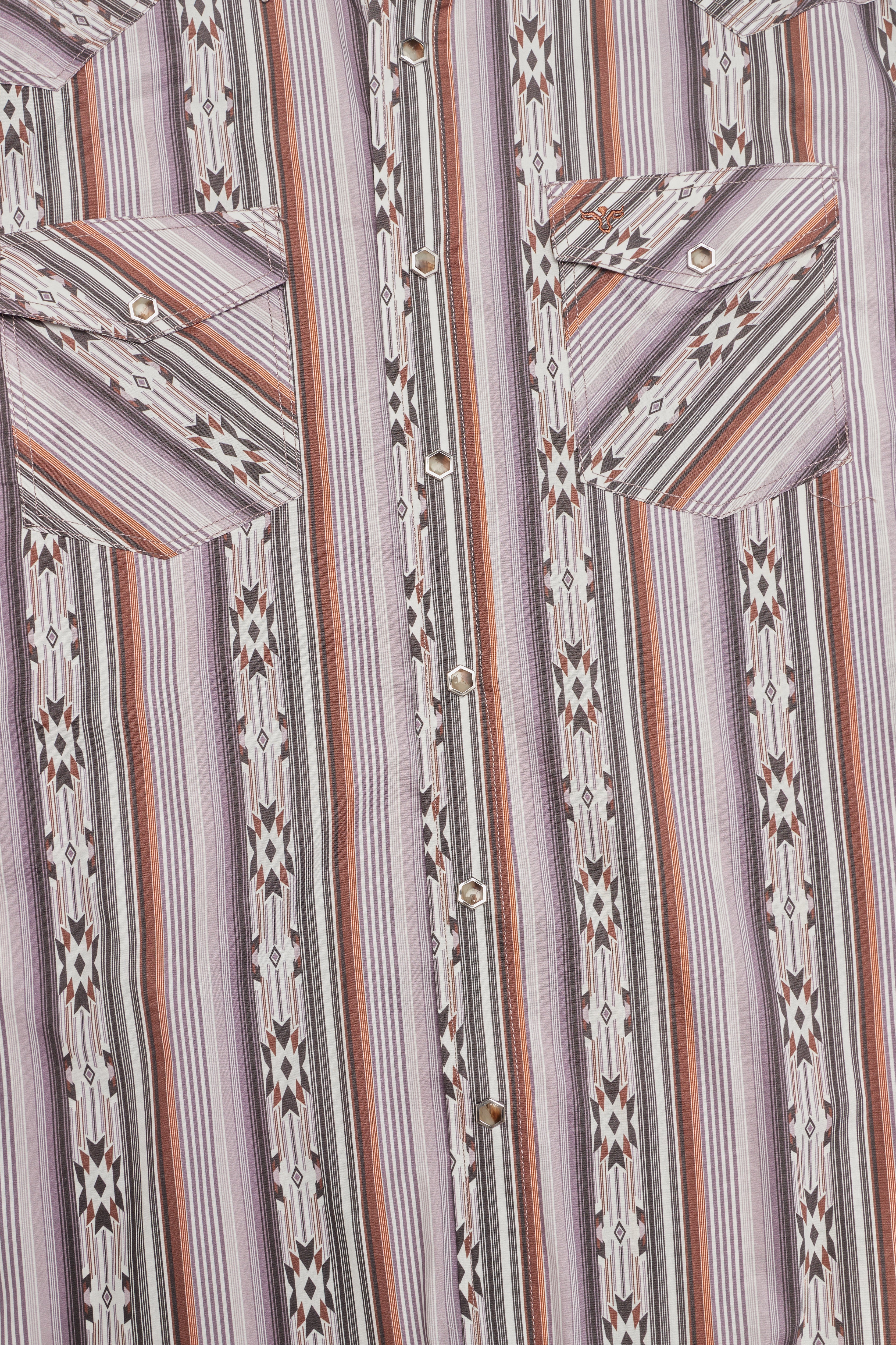 Men's Western Pearl Snap Print Shirt-PS100L-1115