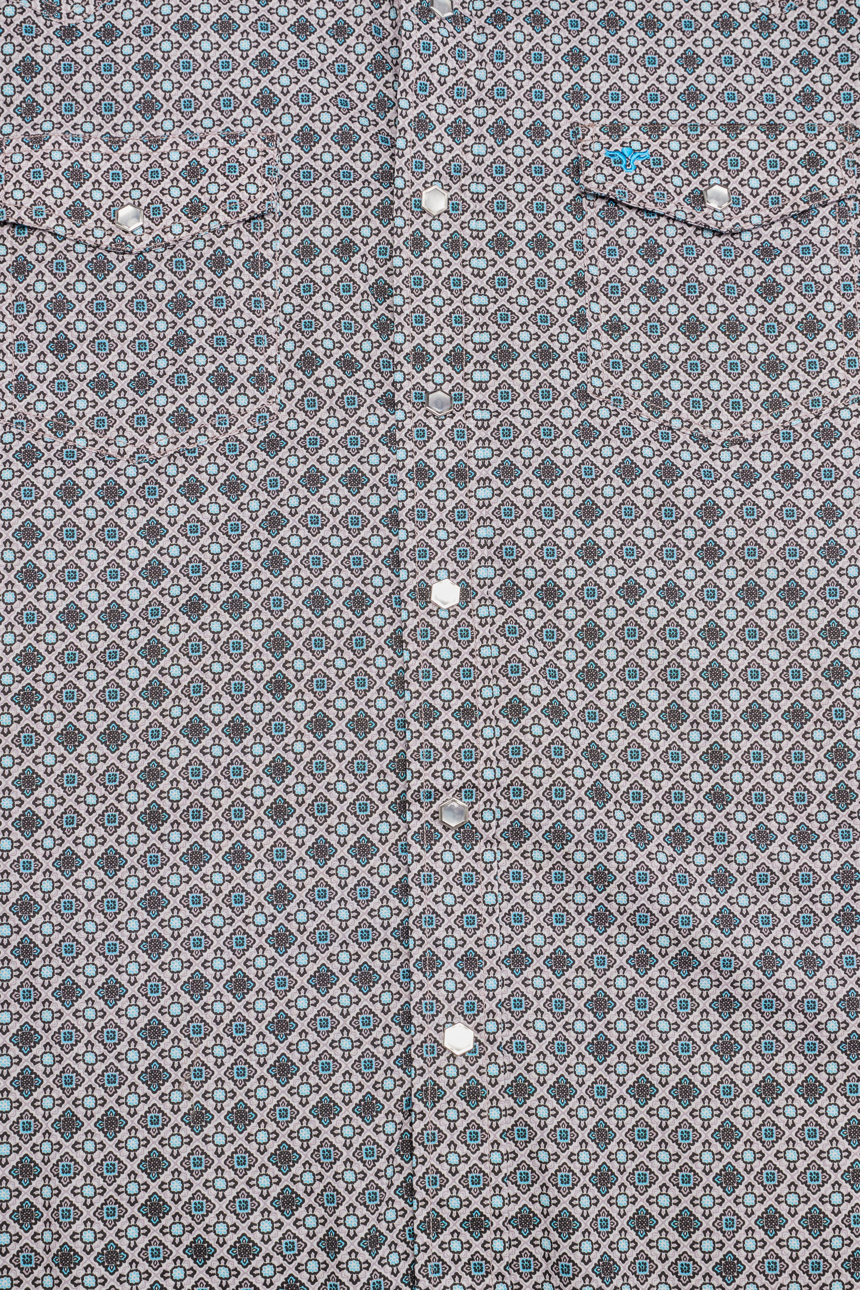Men's Western Pearl Snap Print Shirt-PS100L-1176