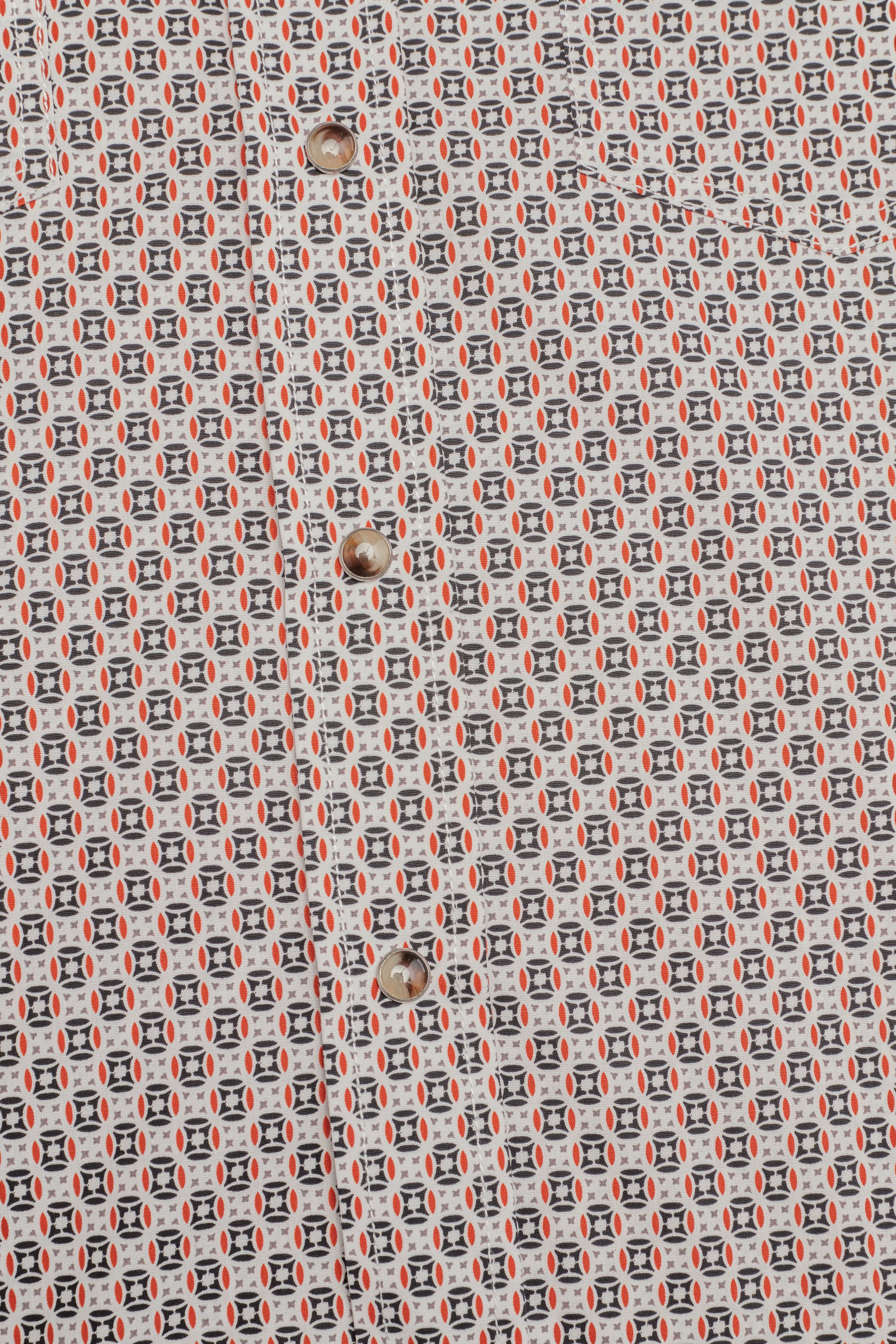 Men's Short Sleeve Pearl Snap Print Shirt-PS100S-1179